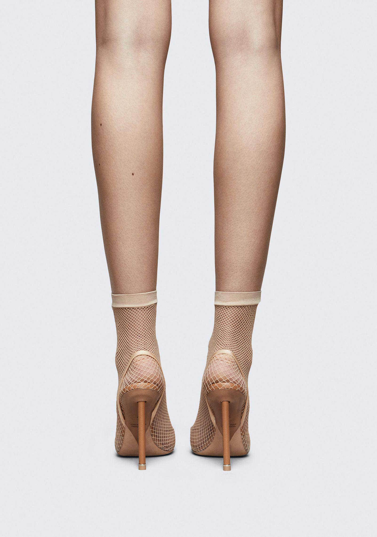 fishnet square toe heel