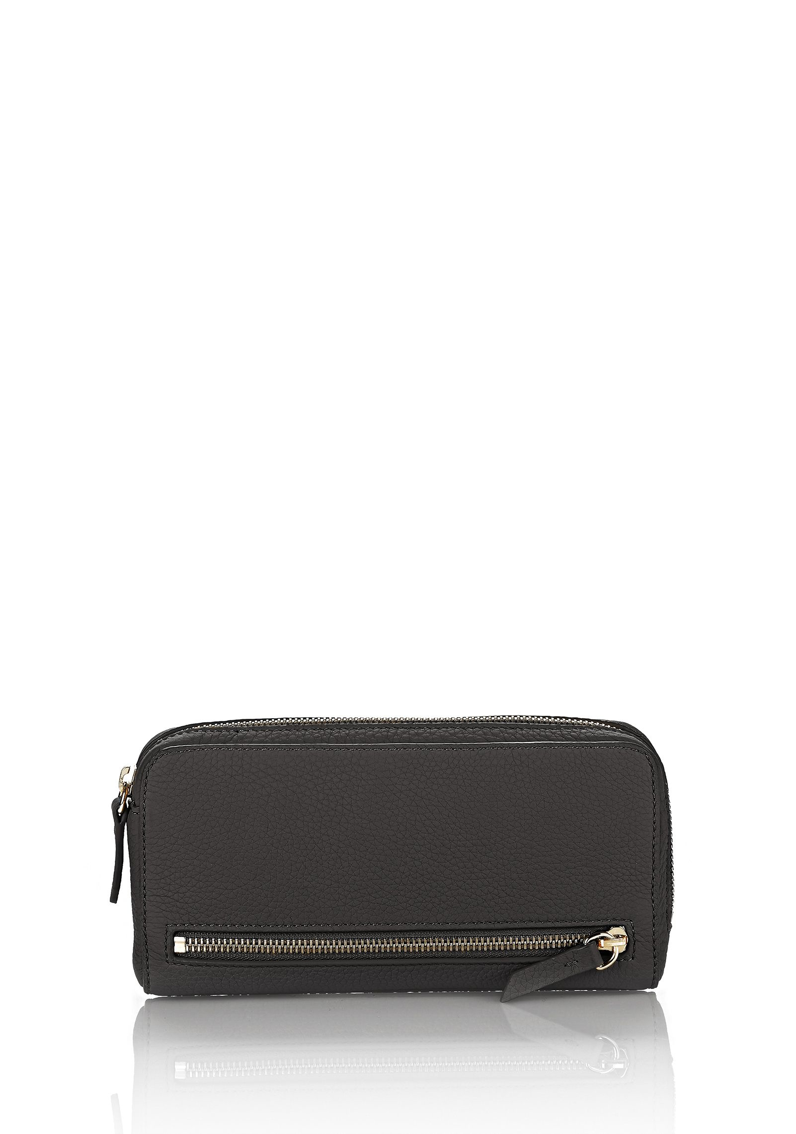 Alexander wang Fumo Continental Wallet In Pebbled Black With Pale Gold ...