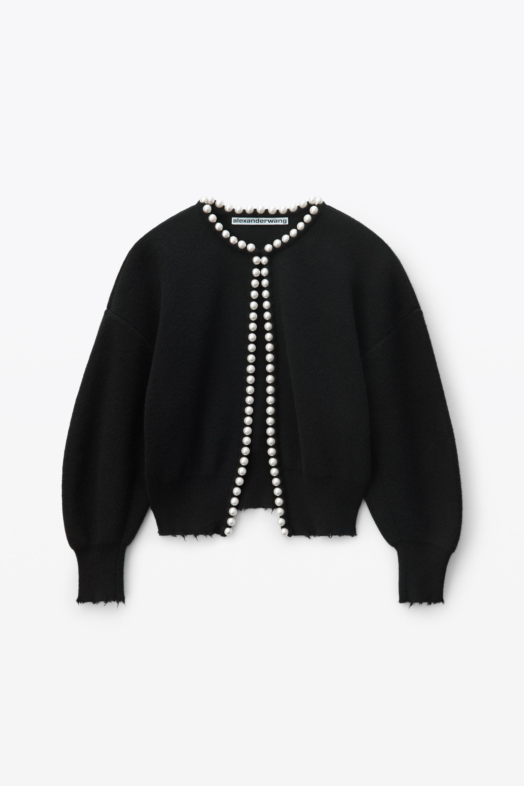 Alexander Wang Pearl Placket Cardigan in Black Lyst
