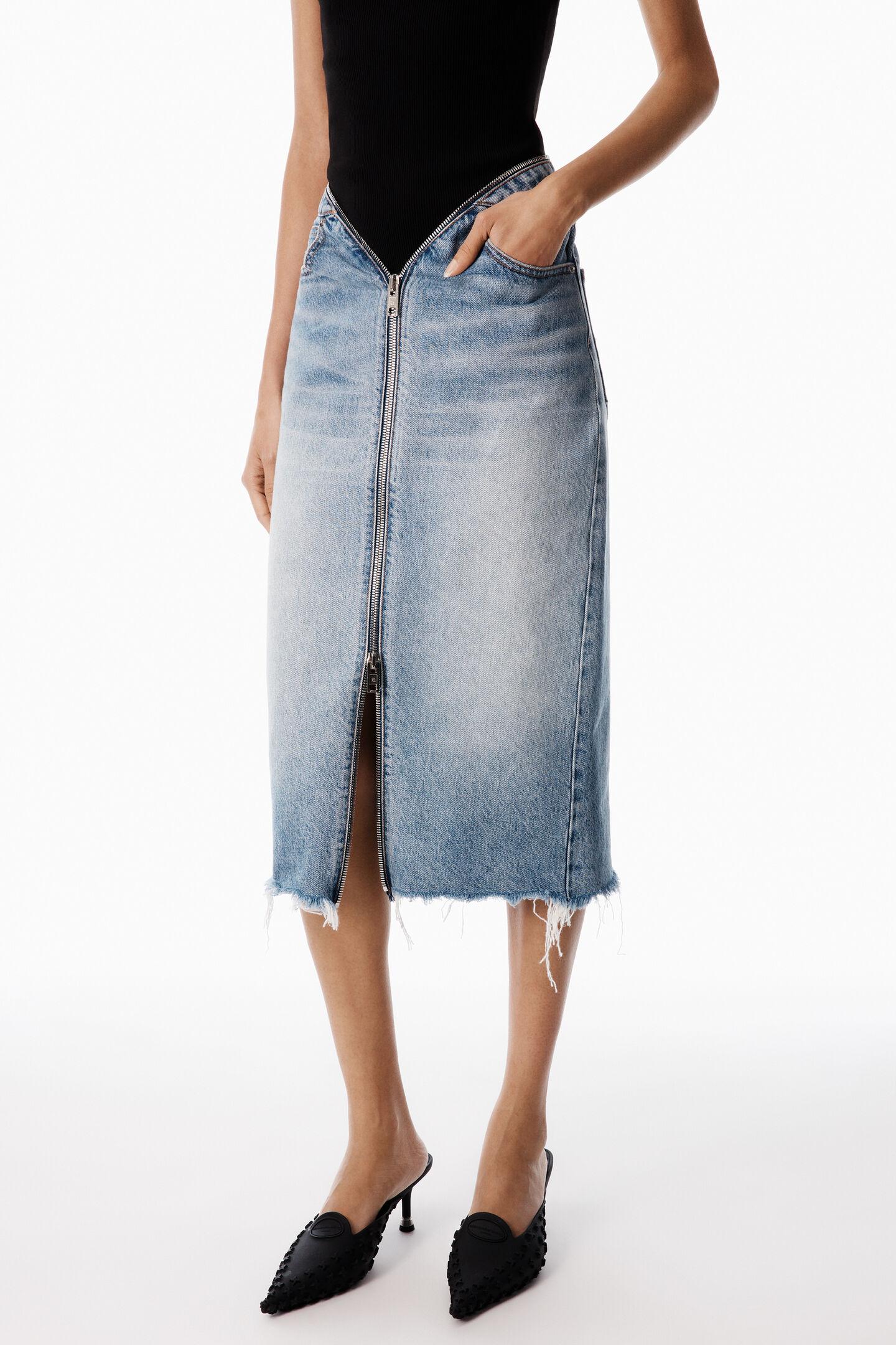 Alexander Wang Zip V-Waist Skirt in Blue | Lyst