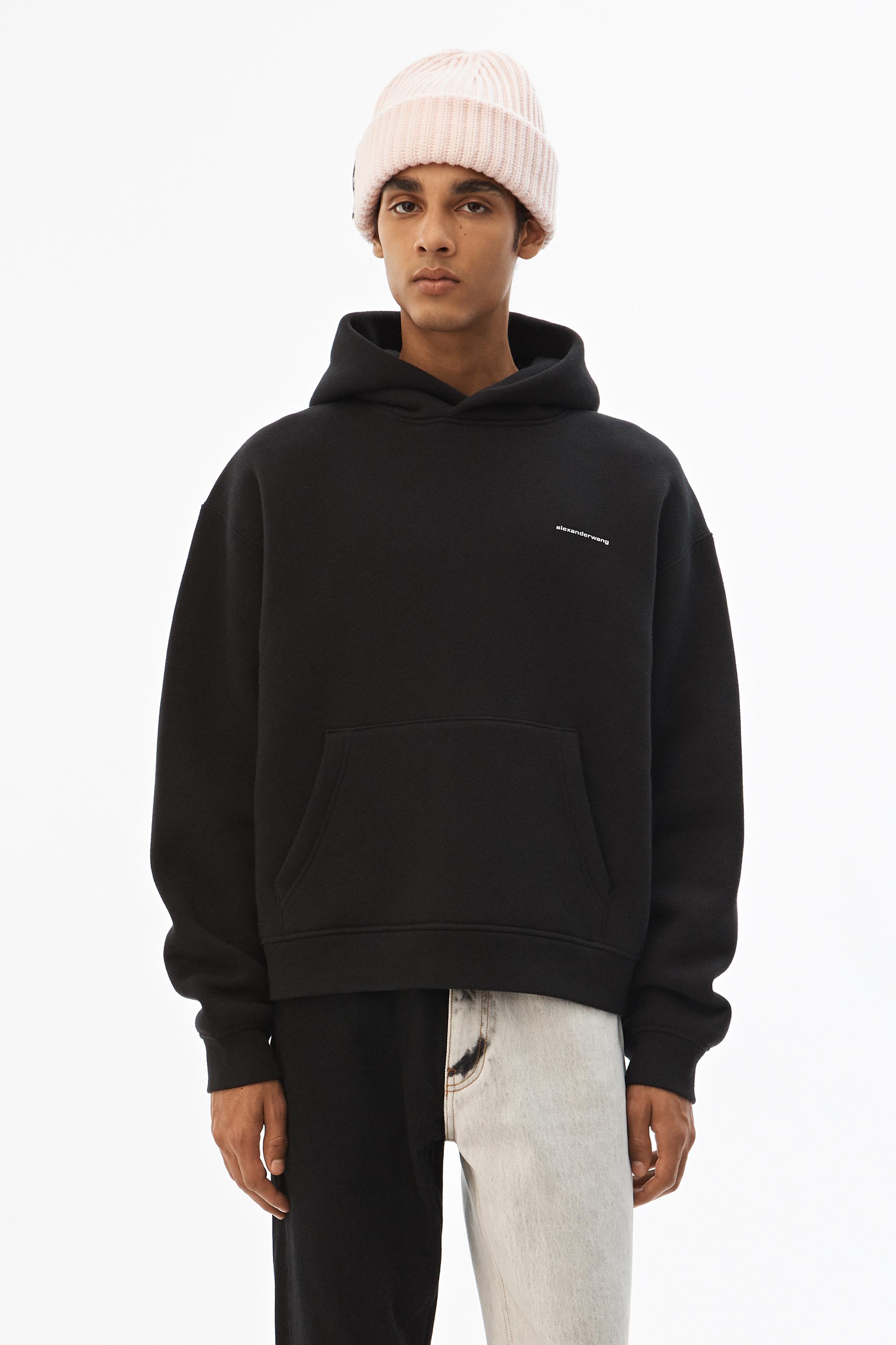 Alexander Wang Dense Fleece Hoodie in Black for Men - Lyst