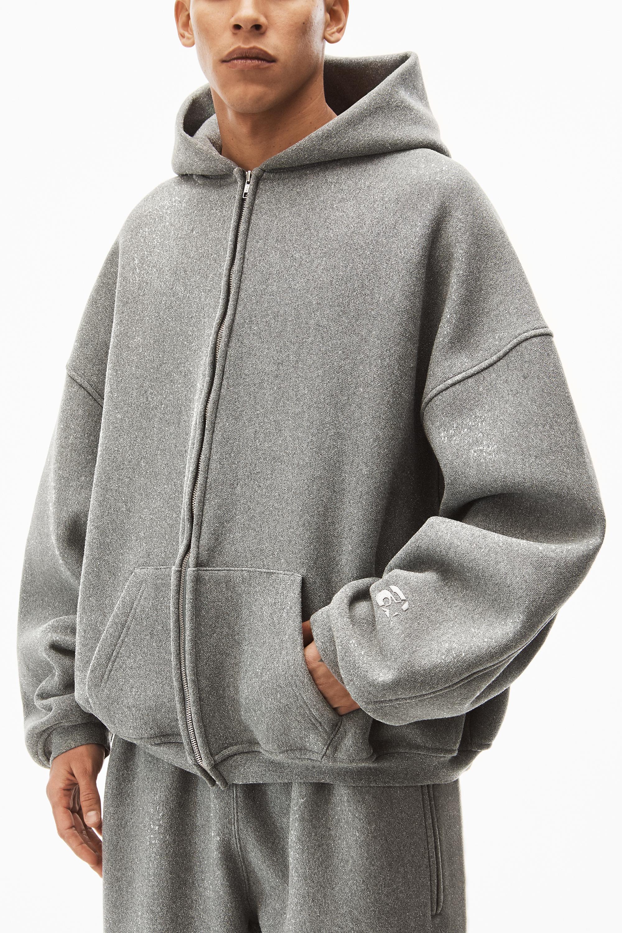 Alexander Wang Star Zip Up Hoodie In Glitter Dense Fleece in