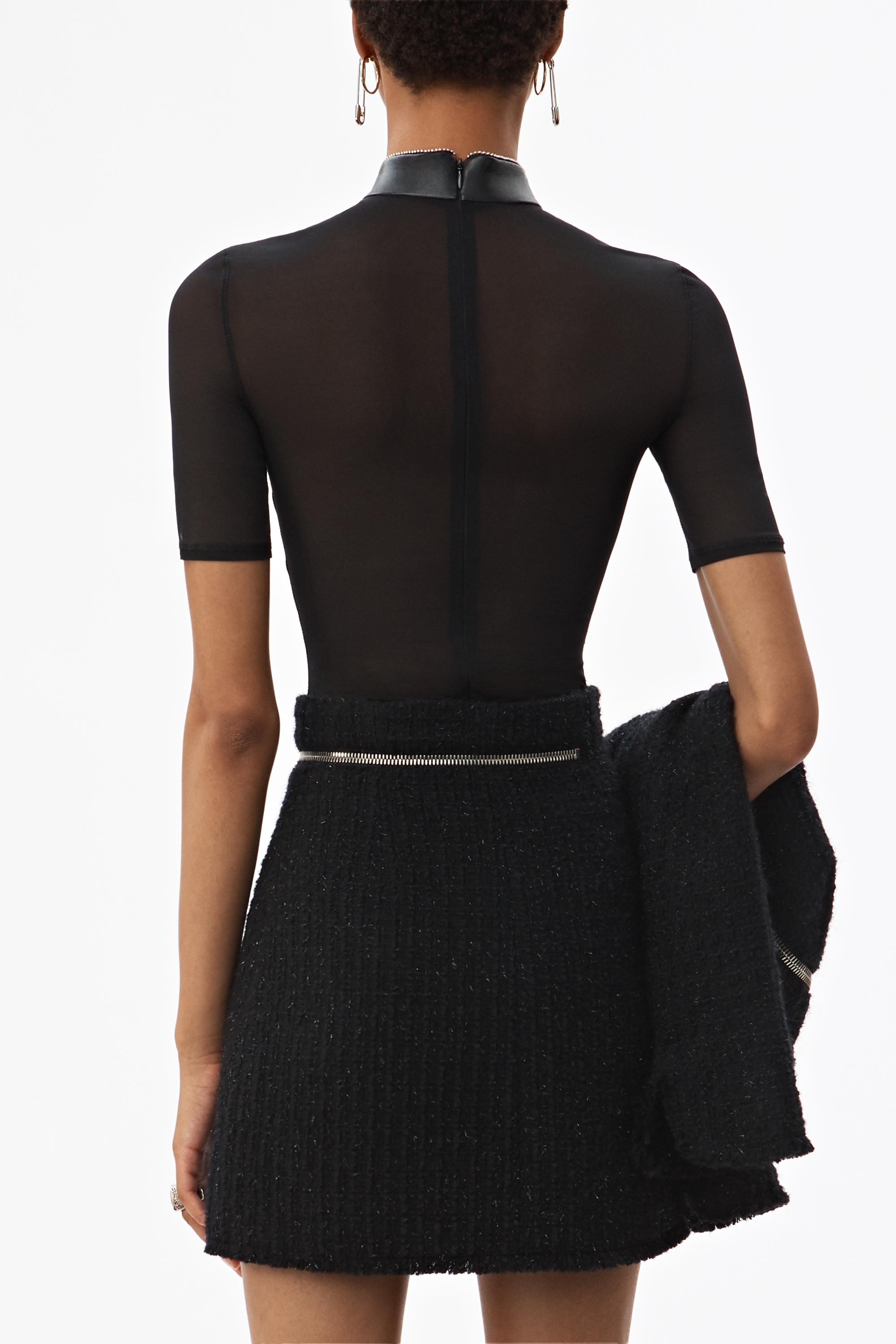 Alexander Wang Tweed Zipper Skirt in Black | Lyst
