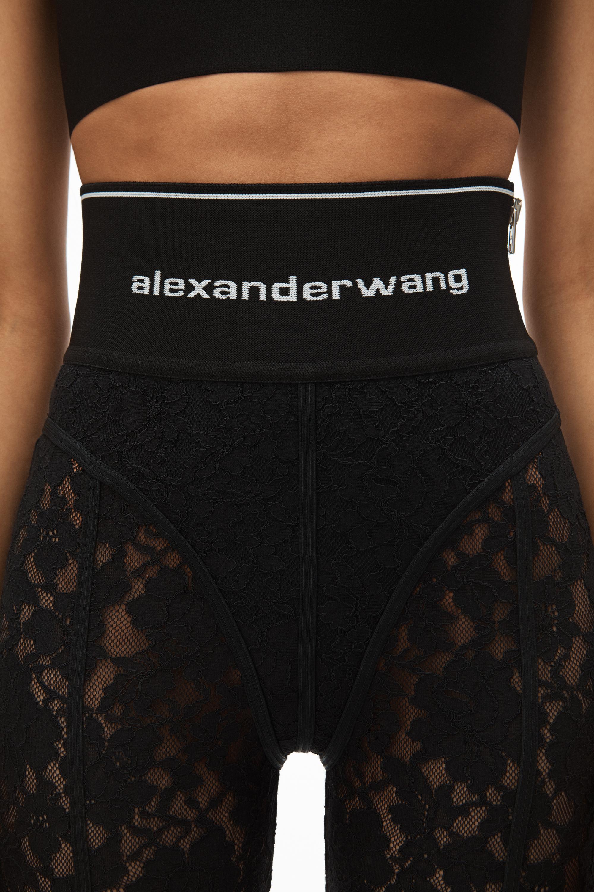 Alexander Wang Logo Waist Wool Twill Leggings in Black