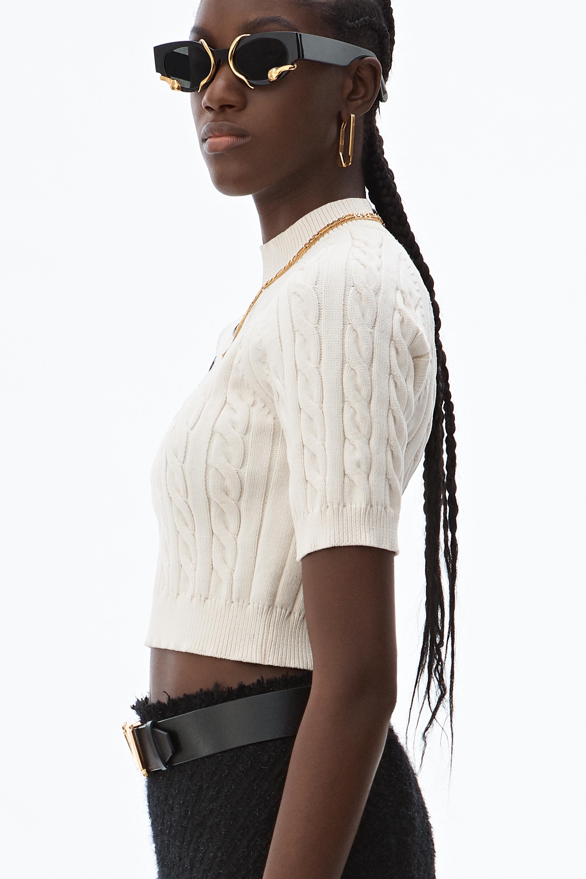 alexander wang shrunken cable sweater