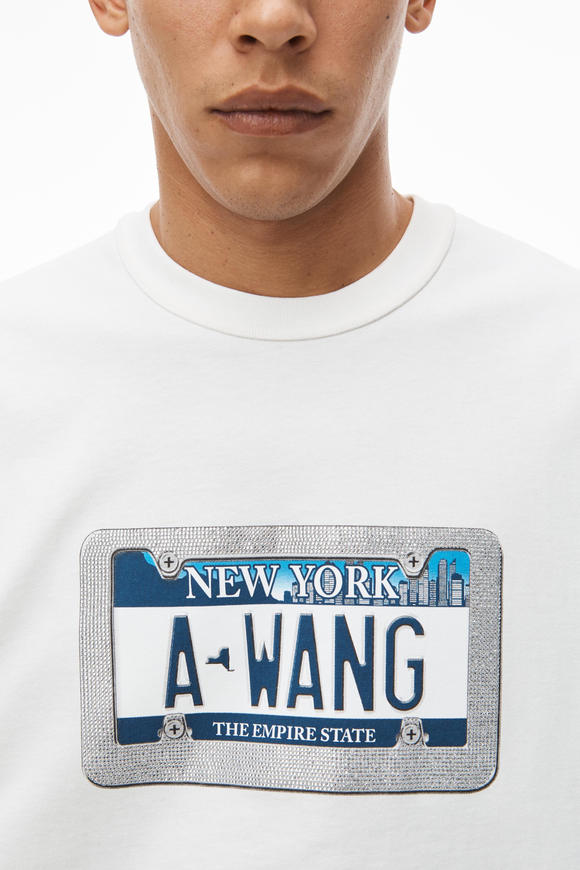 Alexander Wang License Plate Tee In Compact Jersey in White | Lyst