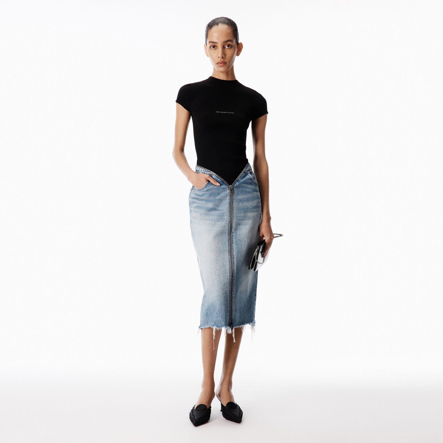 Alexander Wang Zip V-Waist Skirt in Blue | Lyst