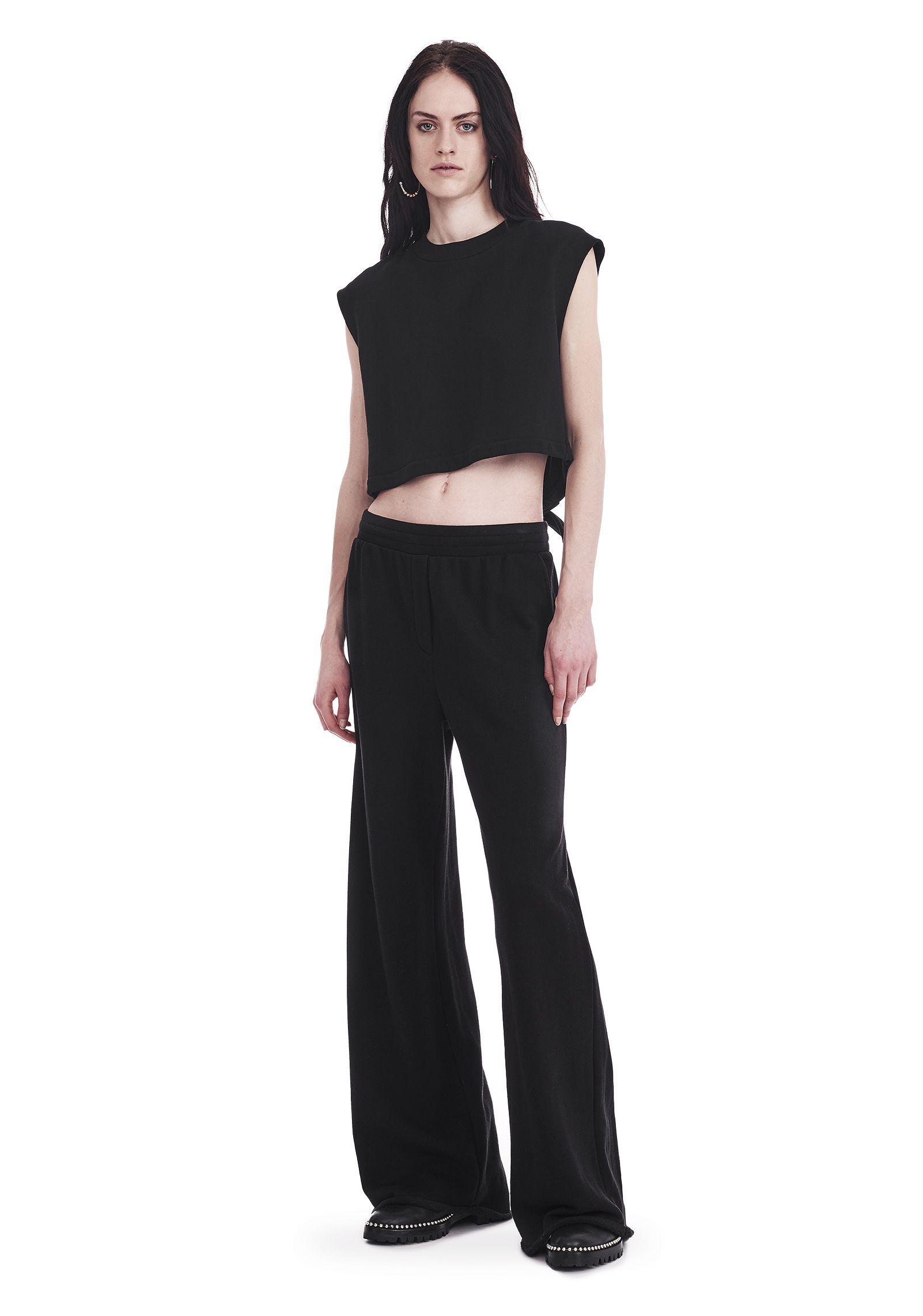 T By Alexander Wang Cotton Wide Leg Sweatpants In Black Lyst