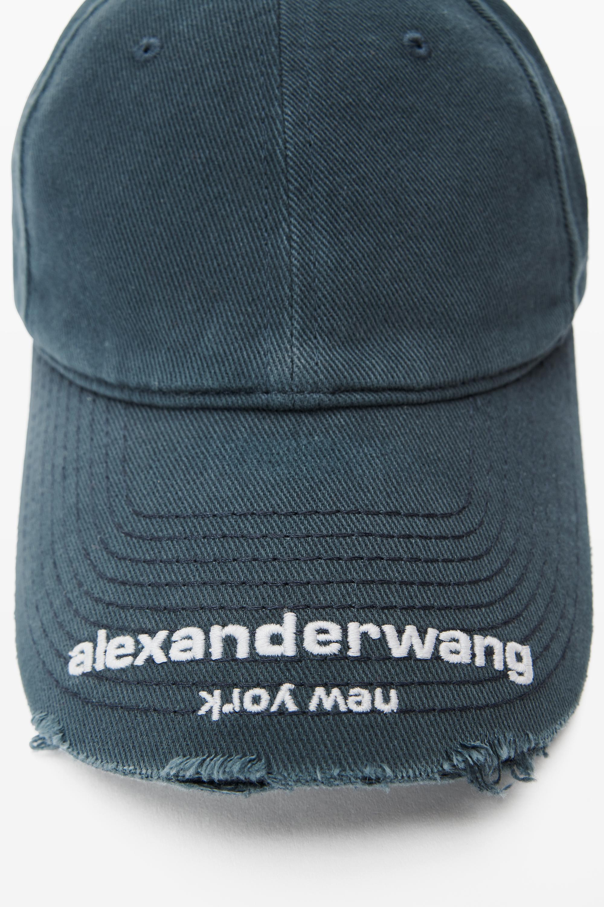 Alexander Wang Unisex Distressed Logo Baseball Cap in Blue