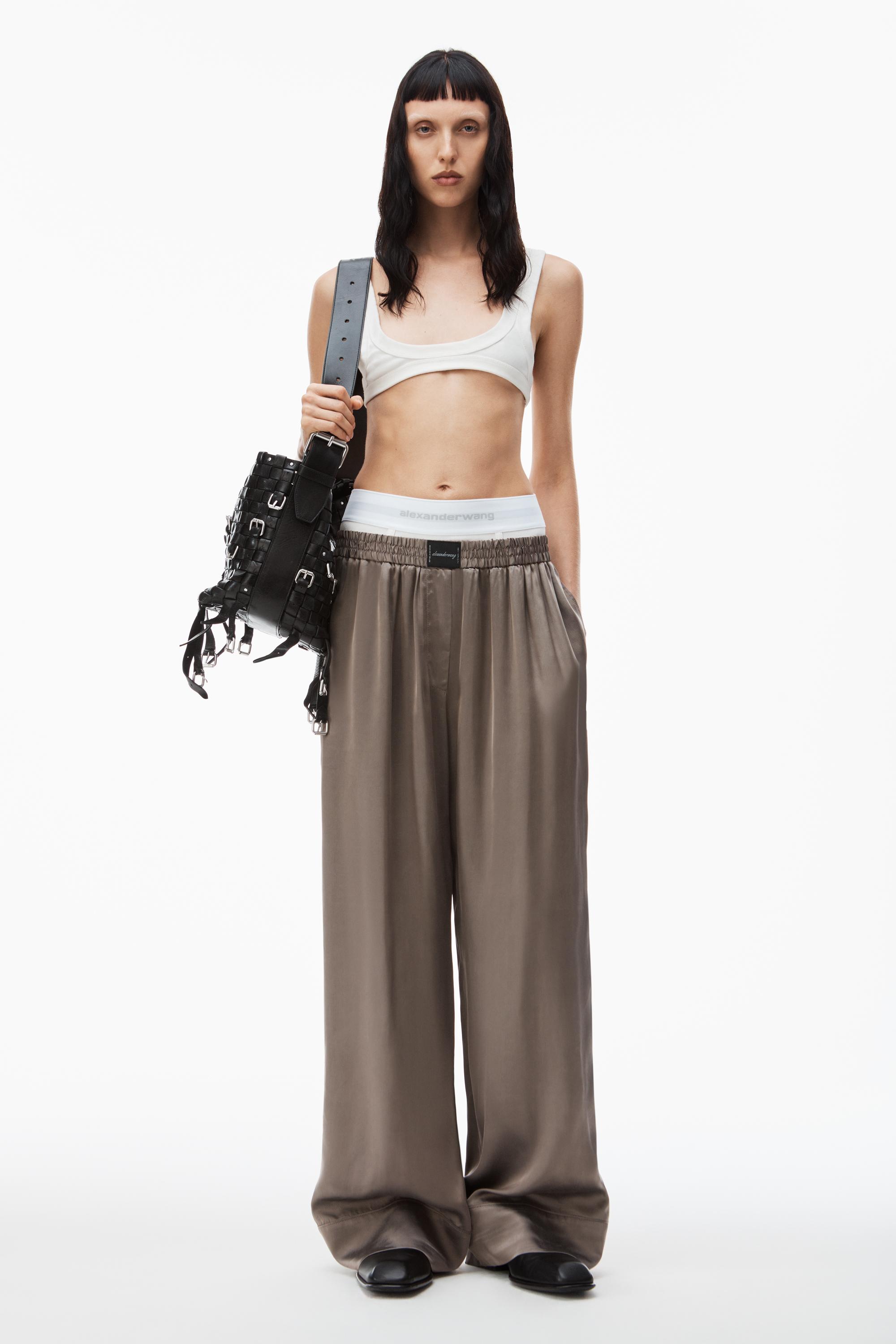 Alexander Wang Logo Boxer Pant In Shiny Cupro Twill | Lyst Alexander Wang Logo Boxer Pant In Shiny Cupro Twill | Lyst