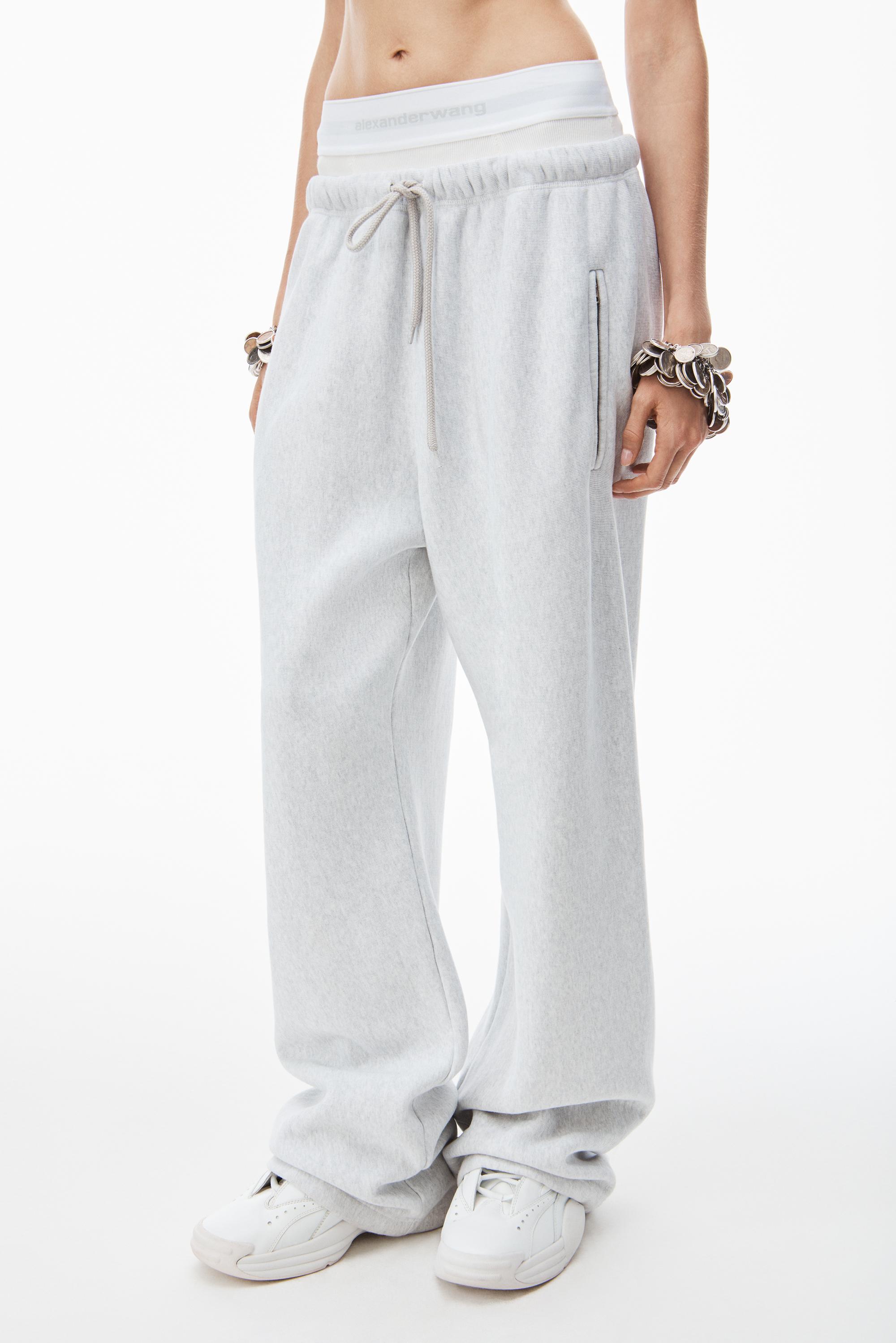 Alexander Wang Wide Leg Sweatpants With Pre-styled Logo Brief Waistband in  White | Lyst