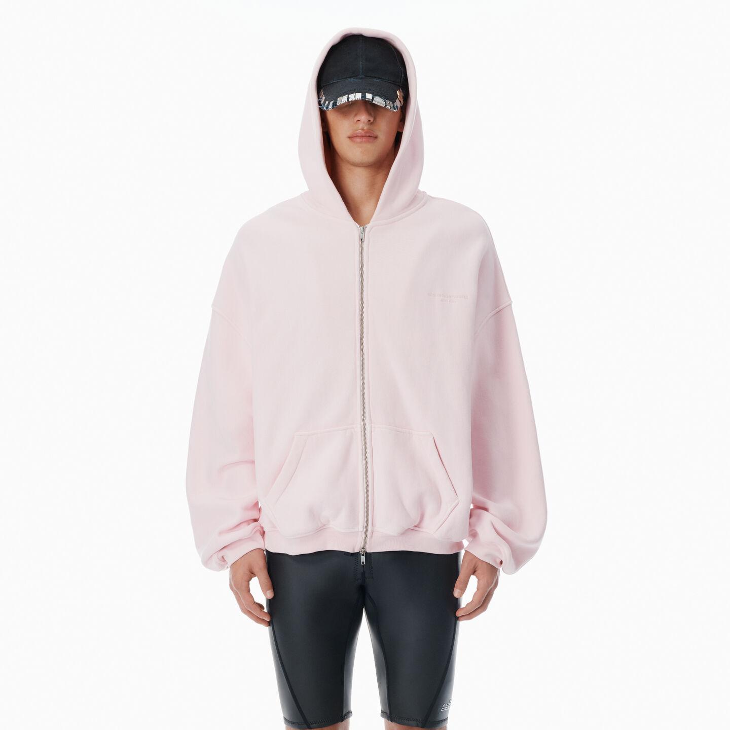 Alexander Wang Cotton Logo Zip-Up Hoodie in Pink | Lyst