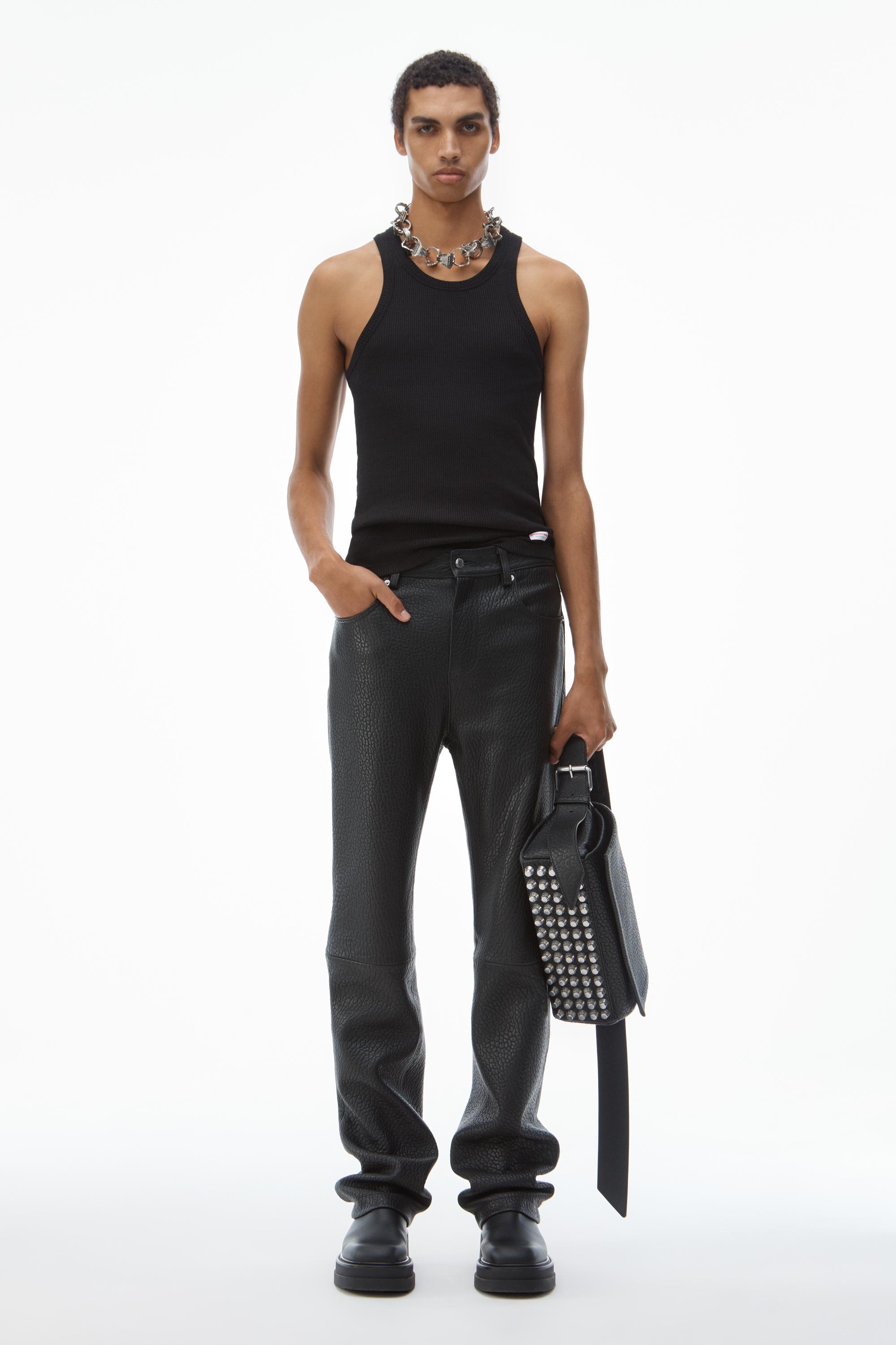 【ALEXANDER WANG】ENGINEERED TROUSERS 30 Alexander Wang Embellished Wool-Twill Wide-Leg Trouser - US