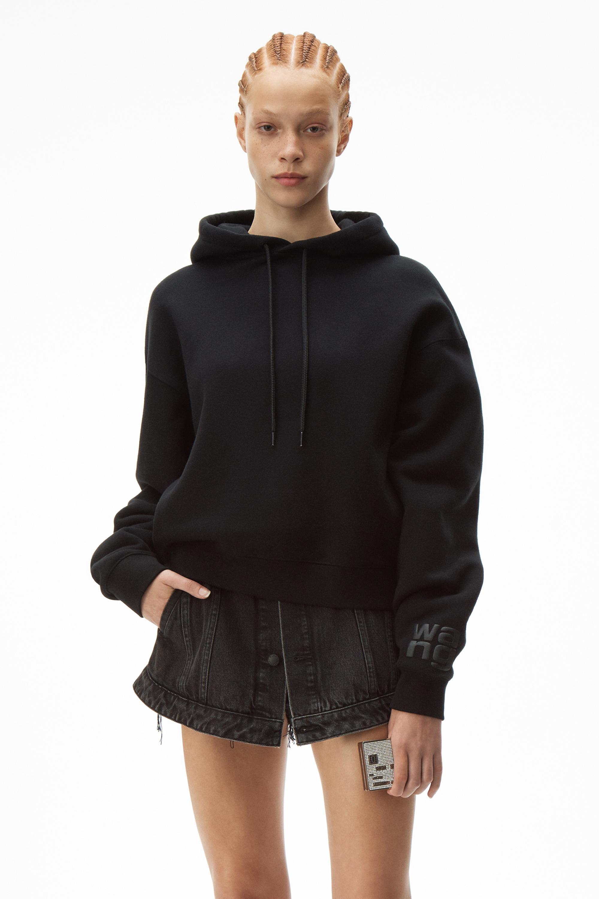 Alexander Wang Cotton Foundation Terry Hoodie in Black - Lyst