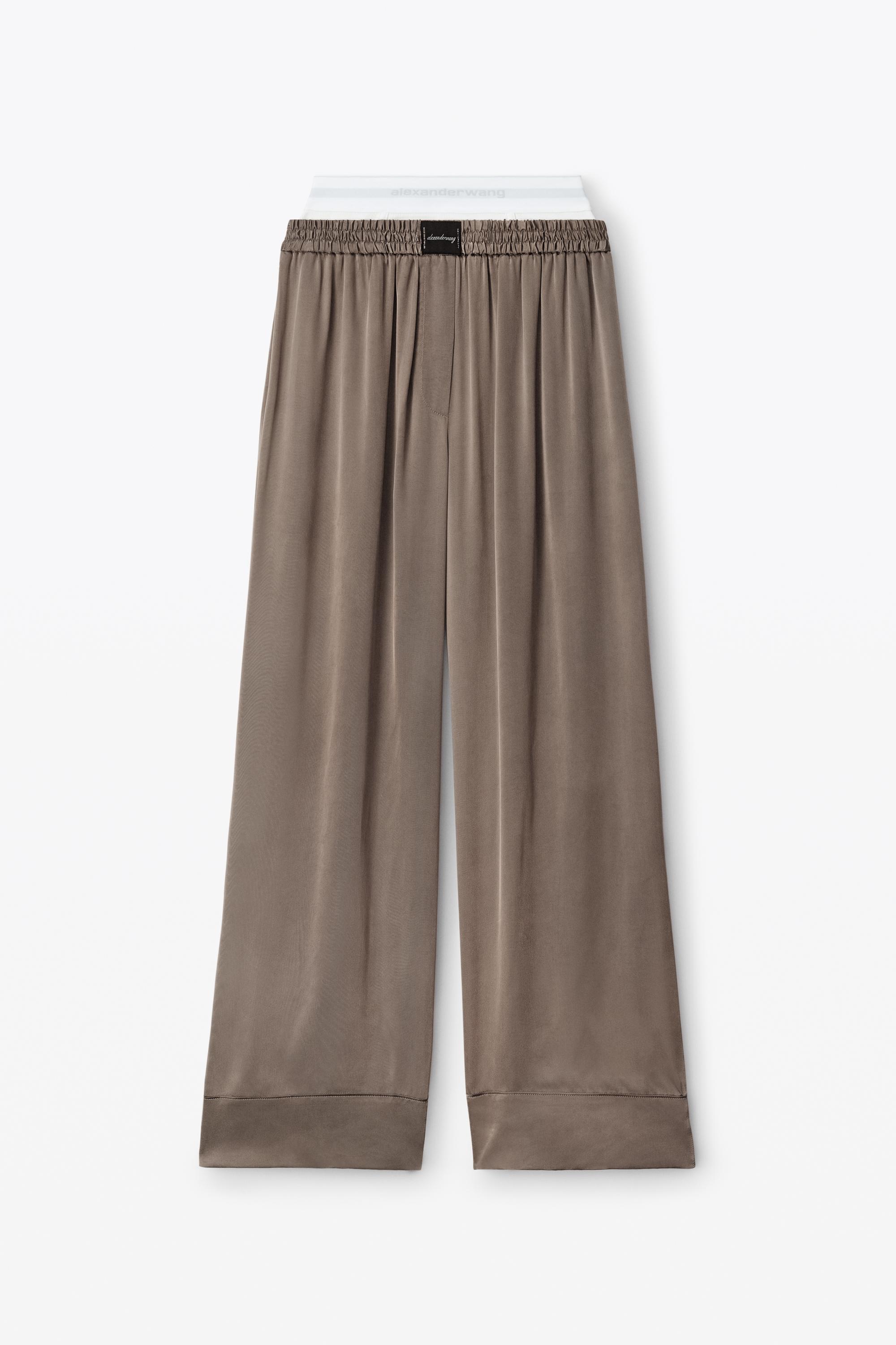 Alexander Wang Logo Boxer Pant In Shiny Cupro Twill | Lyst