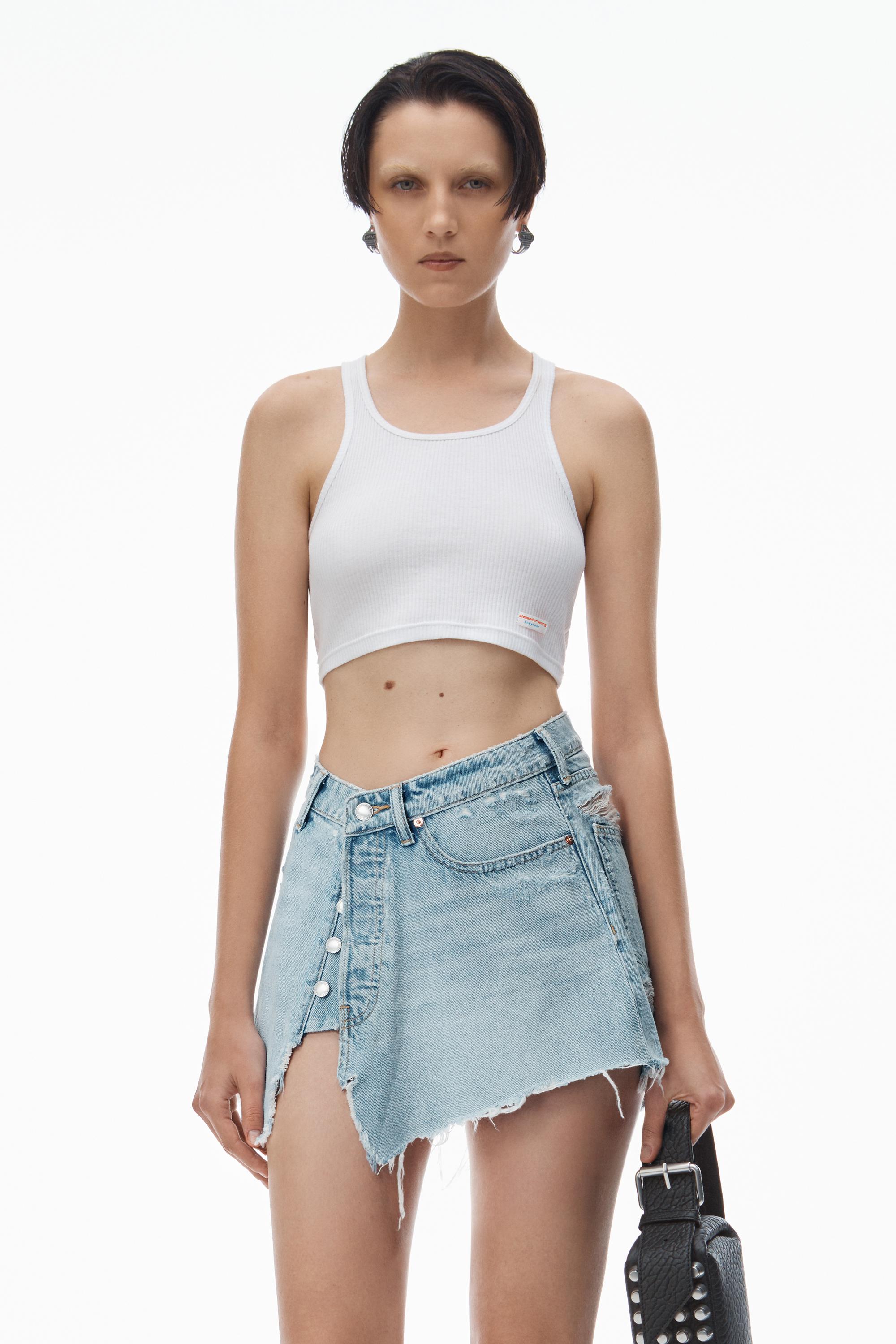 Alexander Wang Deconstructed Mini Skirt In Cotton in Blue | Lyst