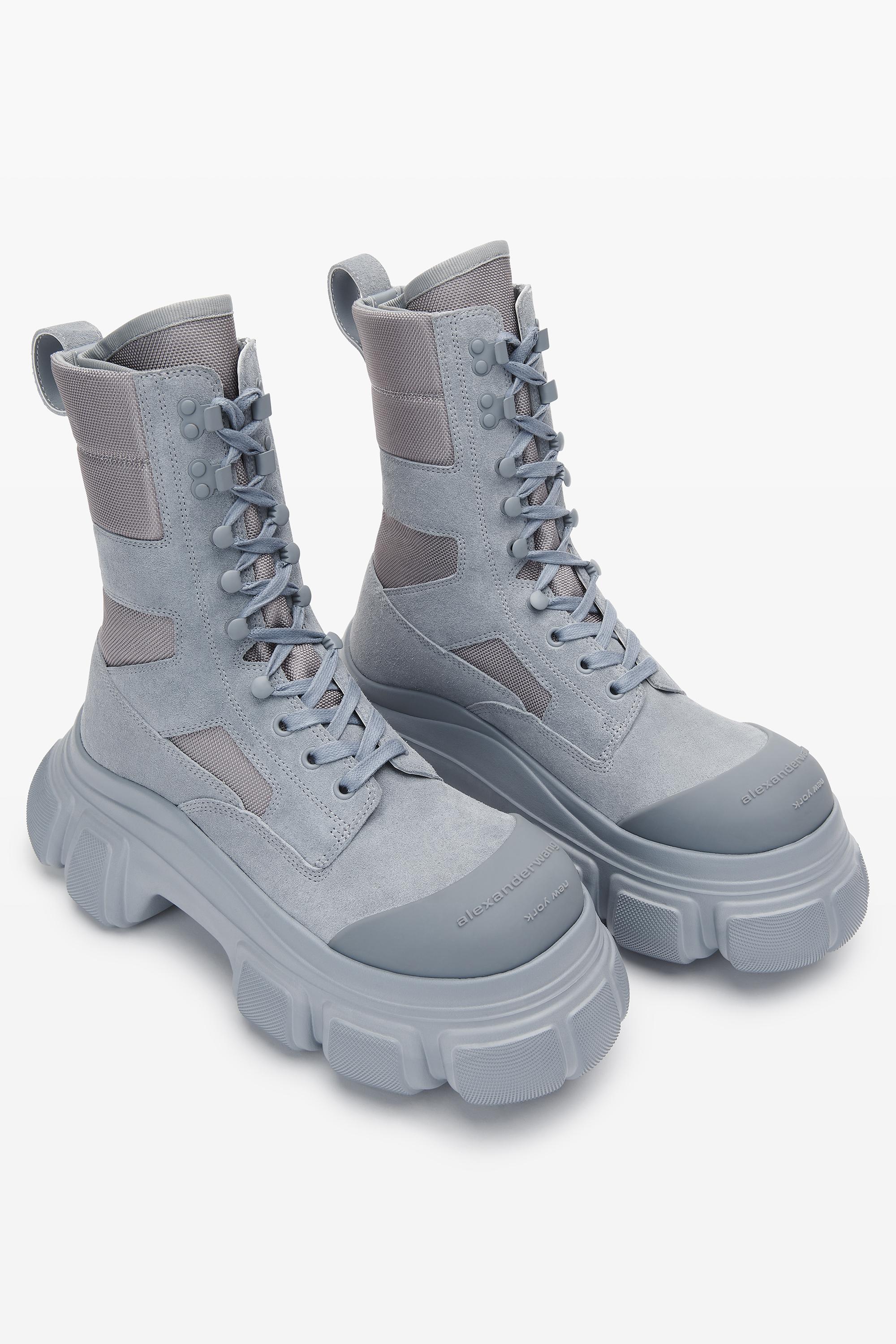 Alexander Wang Storm Combat Boot In Suede/rubber in Blue | Lyst