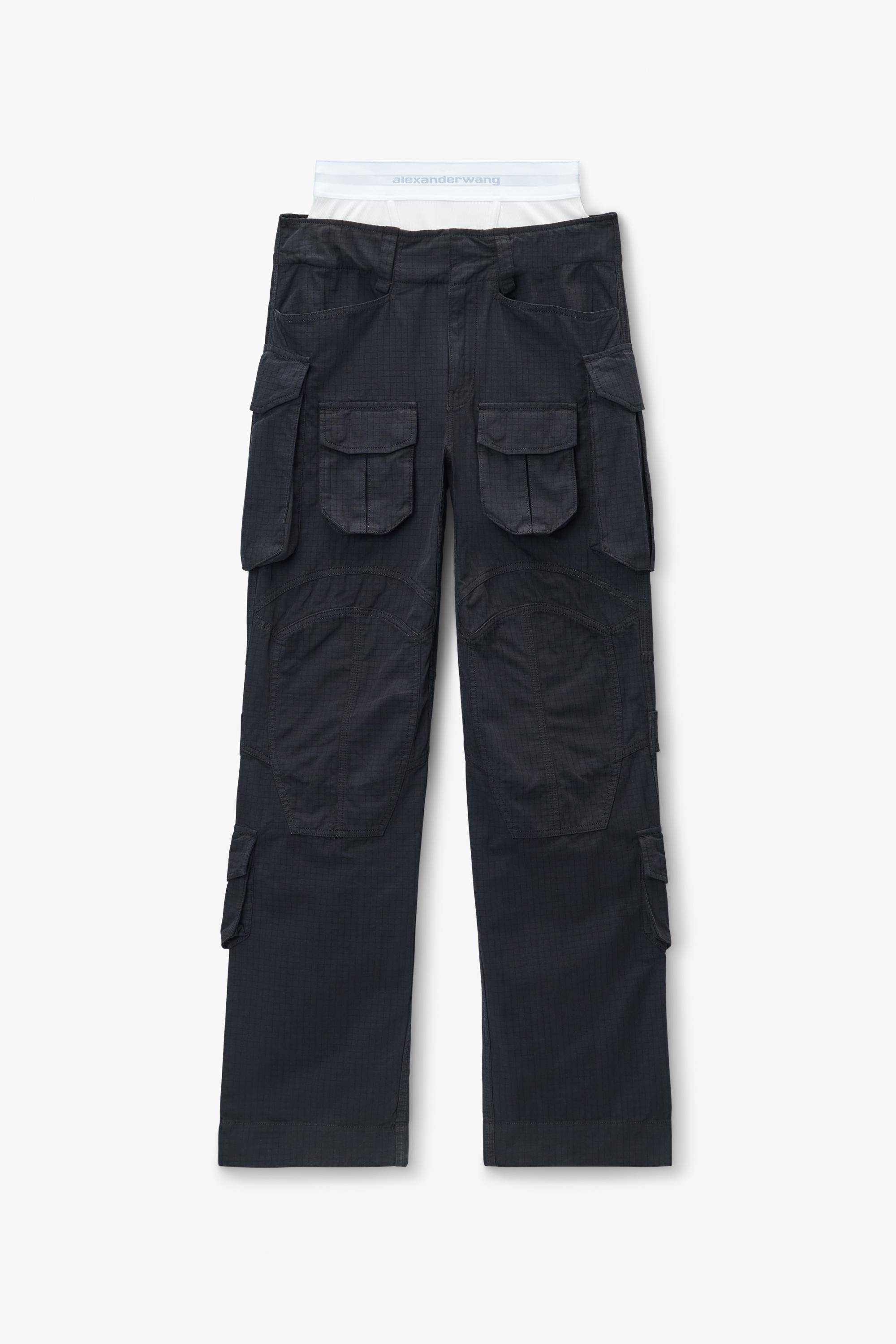 パンツ Alexander Wang Black tech fabric cargo pant Alexanderwang.t Straight-leg Shell Cargo Trousers Black