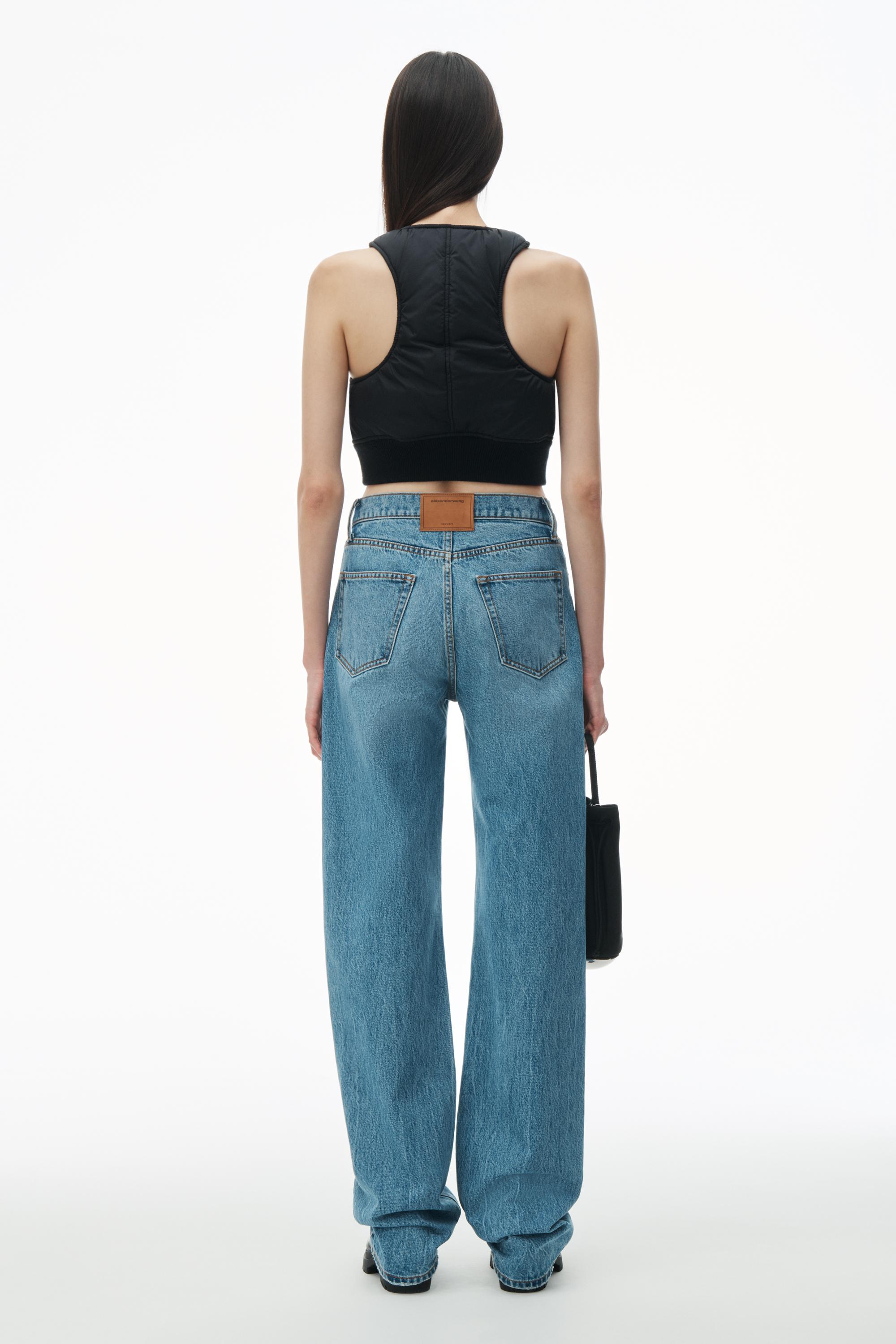 【Alexander Wang】ロゴ刺繍 ミッドライズ ジーンズ alexanderwang アレキサンダーワング エンボスロゴ EZ ミッド