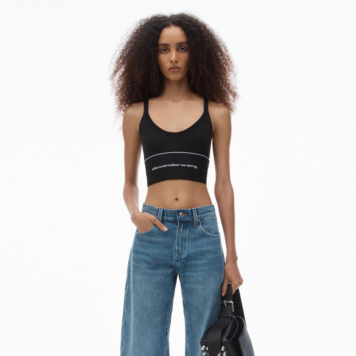 Alexander Wang Logo Elastic Bra in Black | Lyst