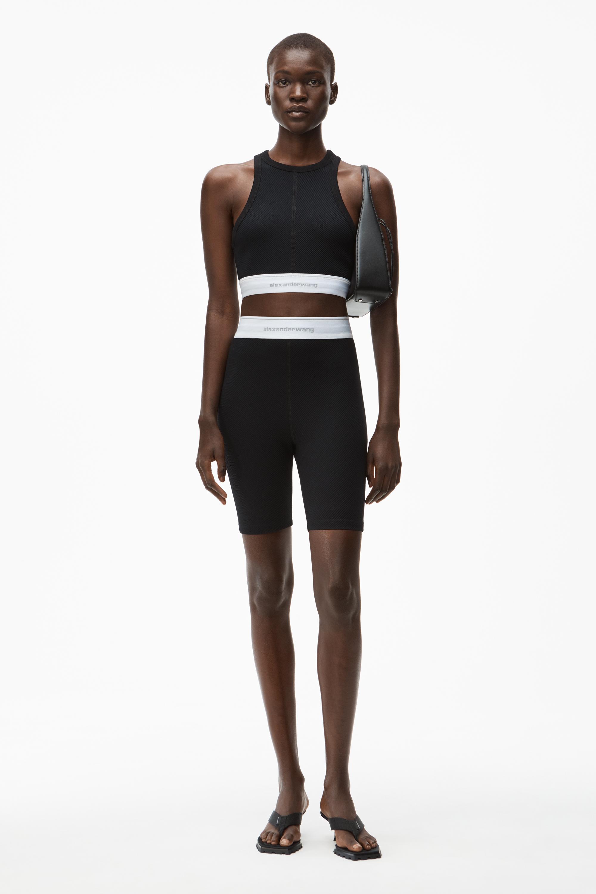 alexander wang alexanderwang REFLECTIVE LOGO BRA TOP IN STRETCH