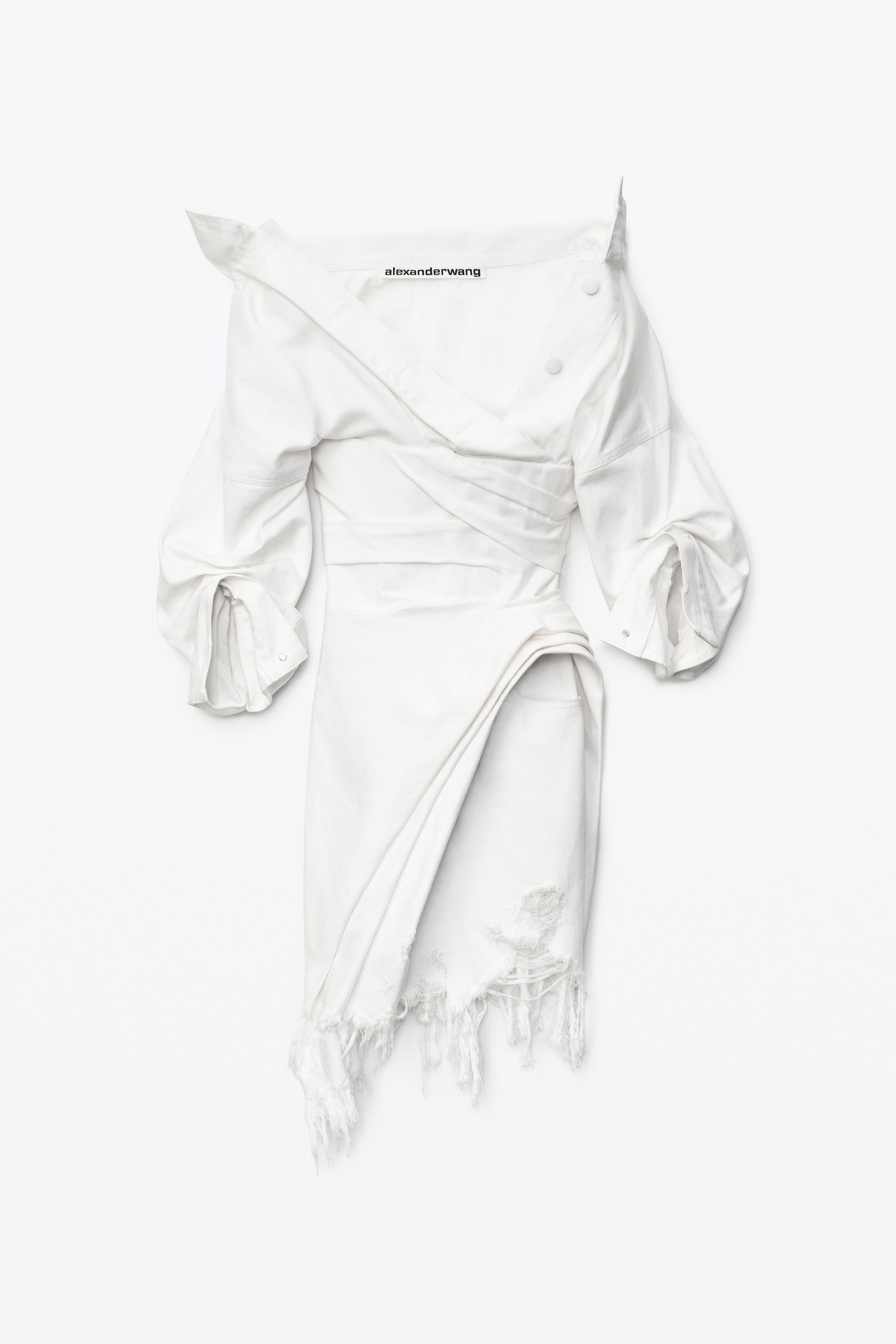 Alexander Wang Falling Shoulder Denim Corset Dress in White | Lyst Australia