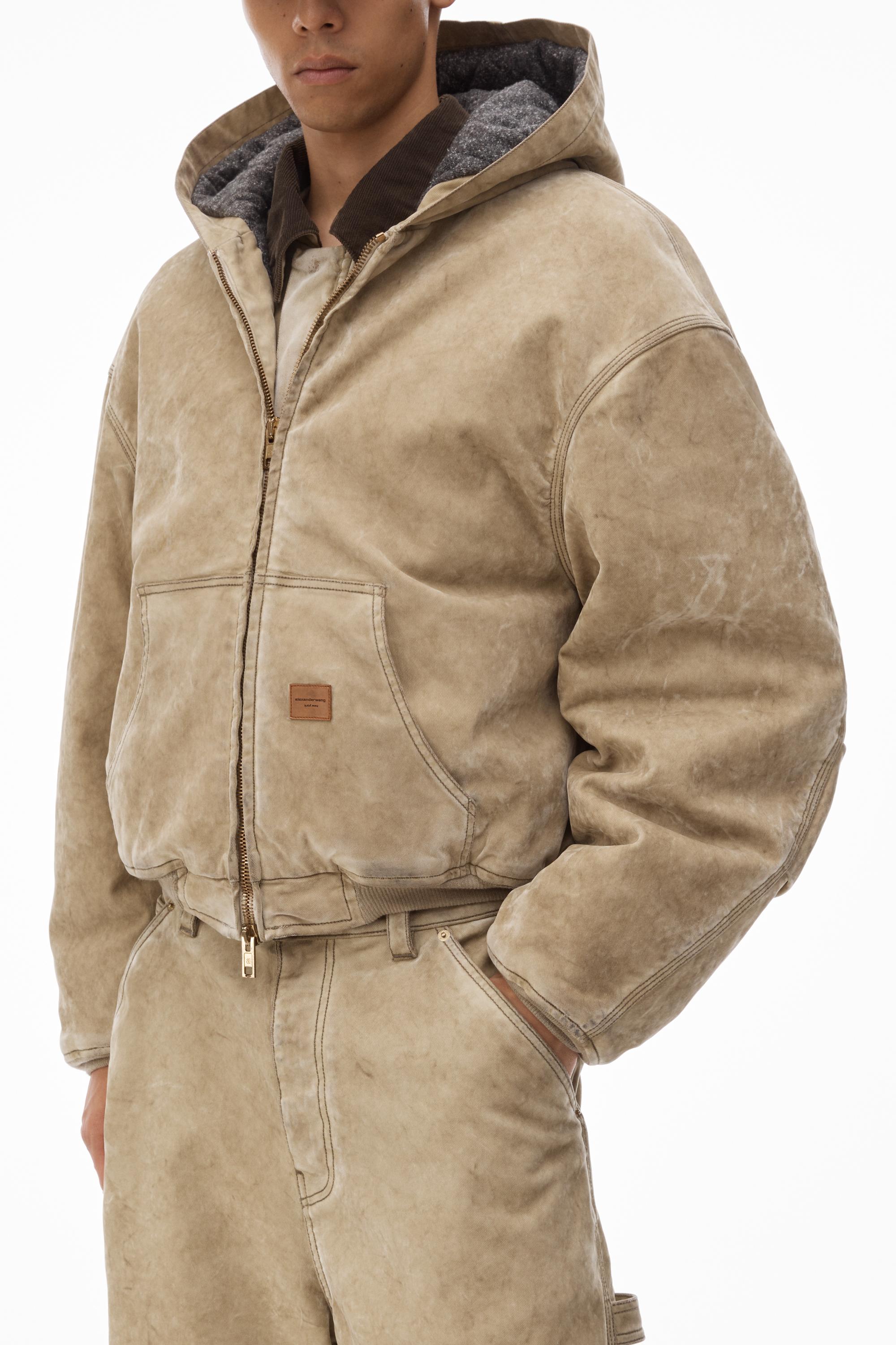 Alexander Wang Hooded Workwear Jacket With Weathered Flocking in 