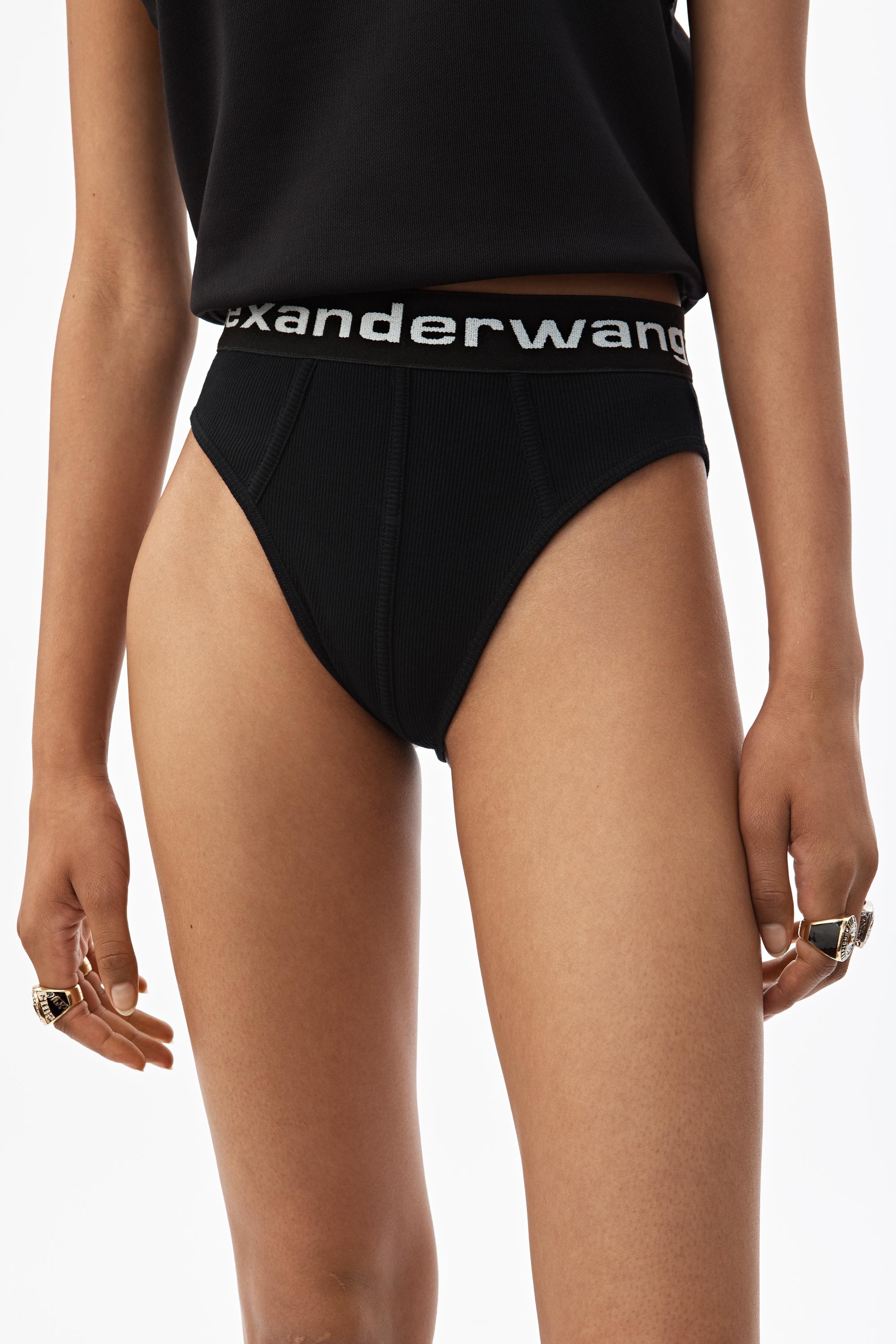 Alexander Wang Ribbed Logo Underwear in Black | Lyst