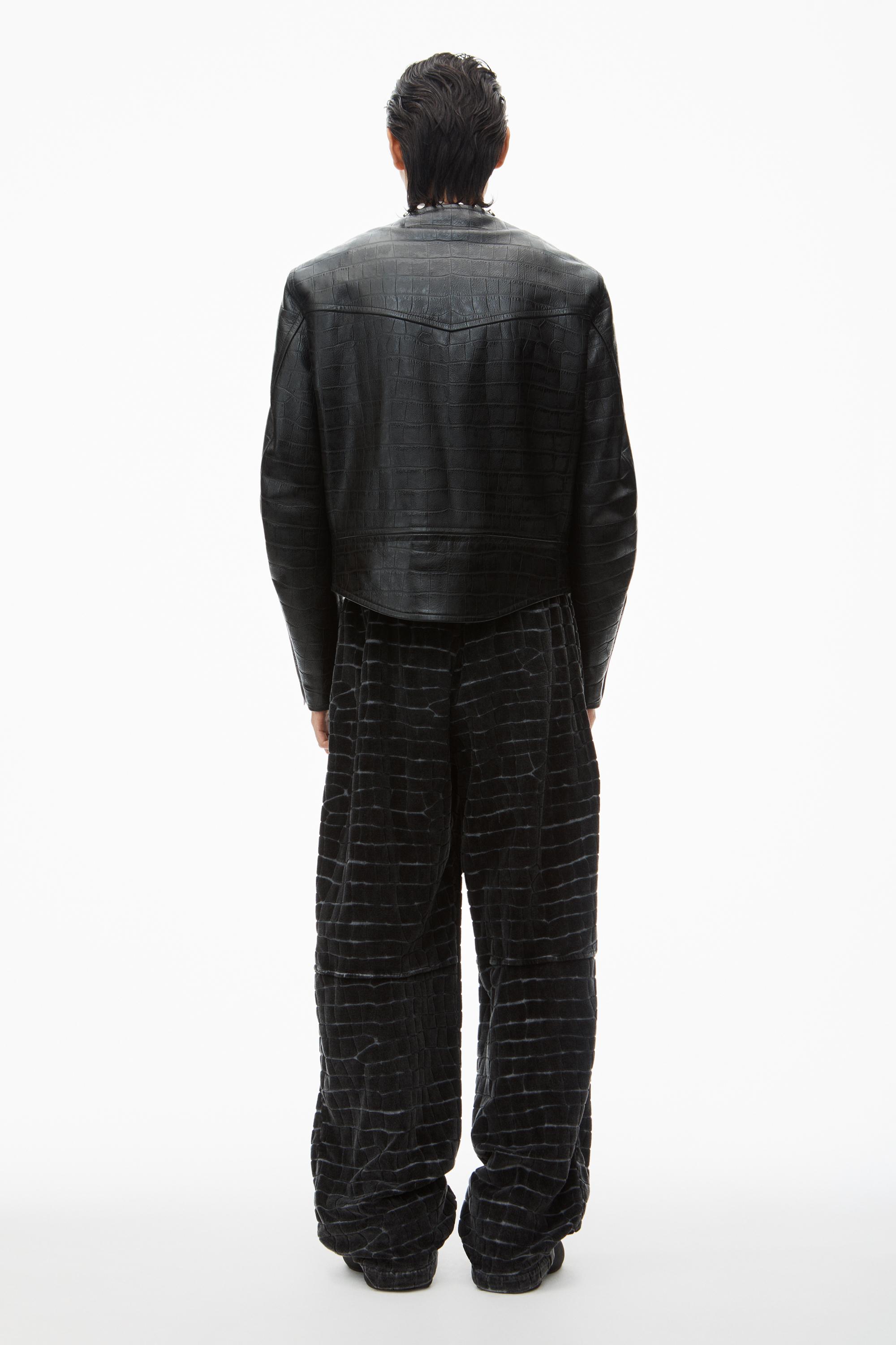Alexander Wang Collarless Croc-embossed Leather Jacket in Alexander Wang Collarless Croc-embossed Leather Jacket in