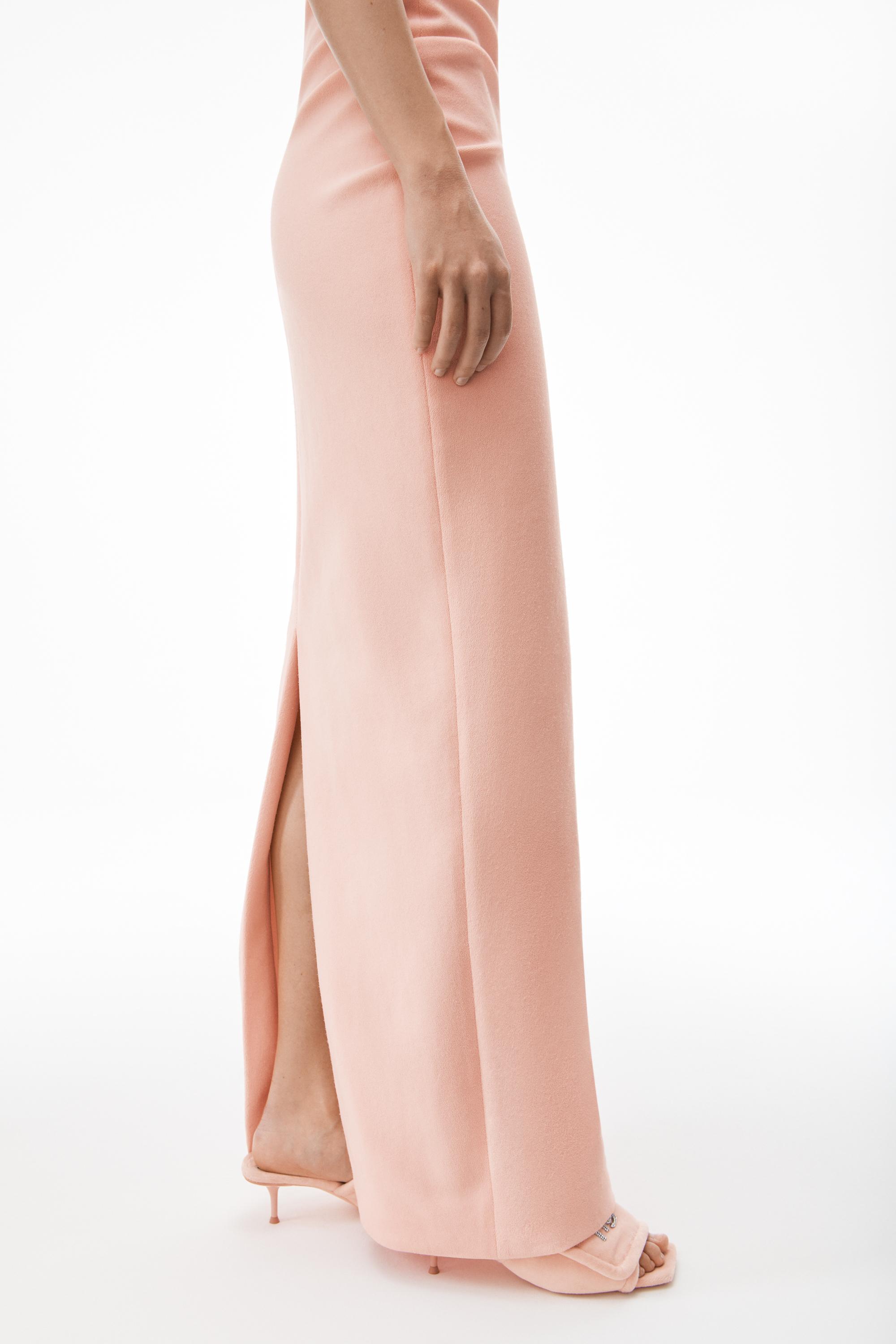 Alexander Wang Strapless Column Dress In Ruched Velour in Pink