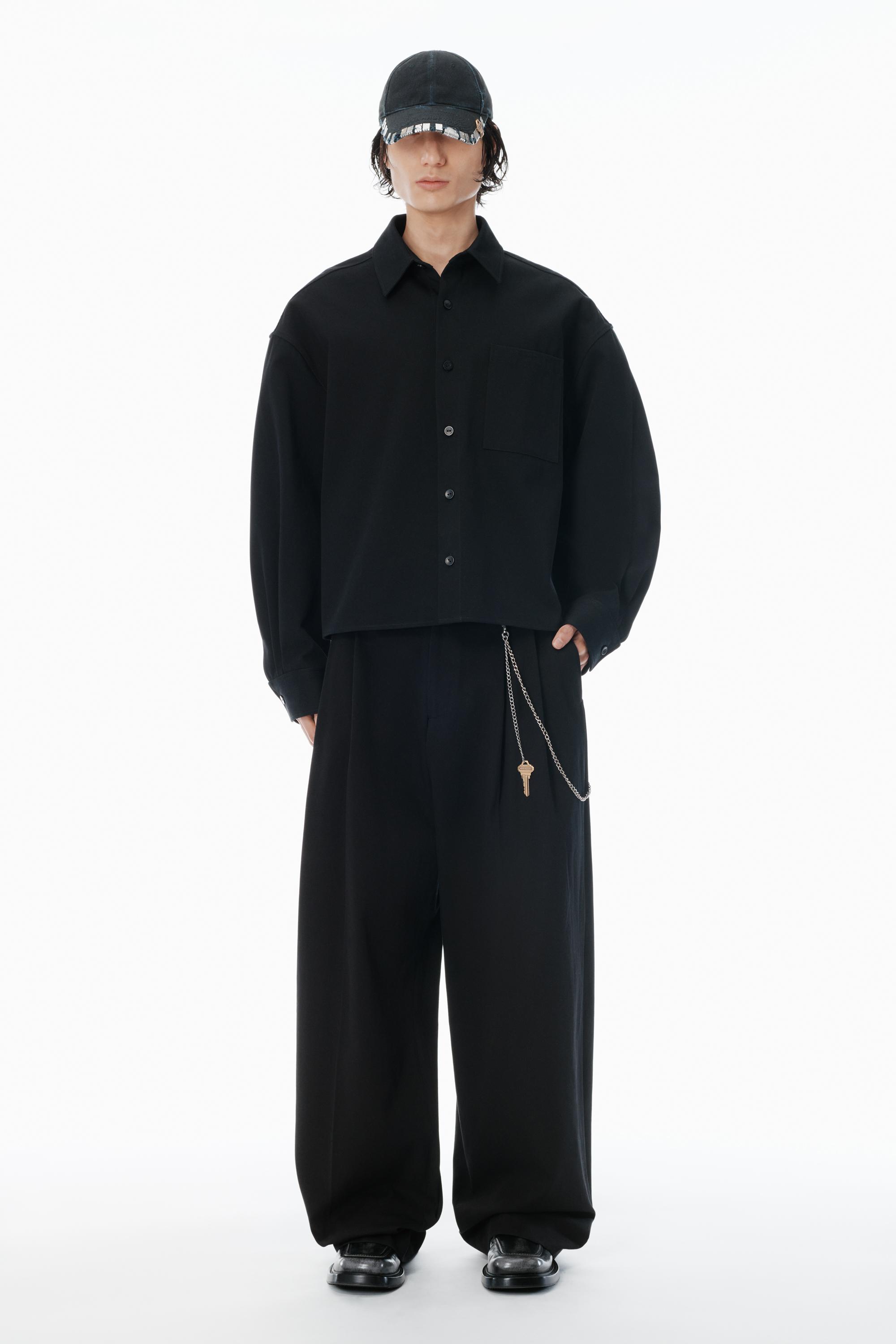 【ALEXANDER WANG】ENGINEERED TROUSERS 30 Alexander Wang Logo Elastic Waist Cotton Twill Wide Leg