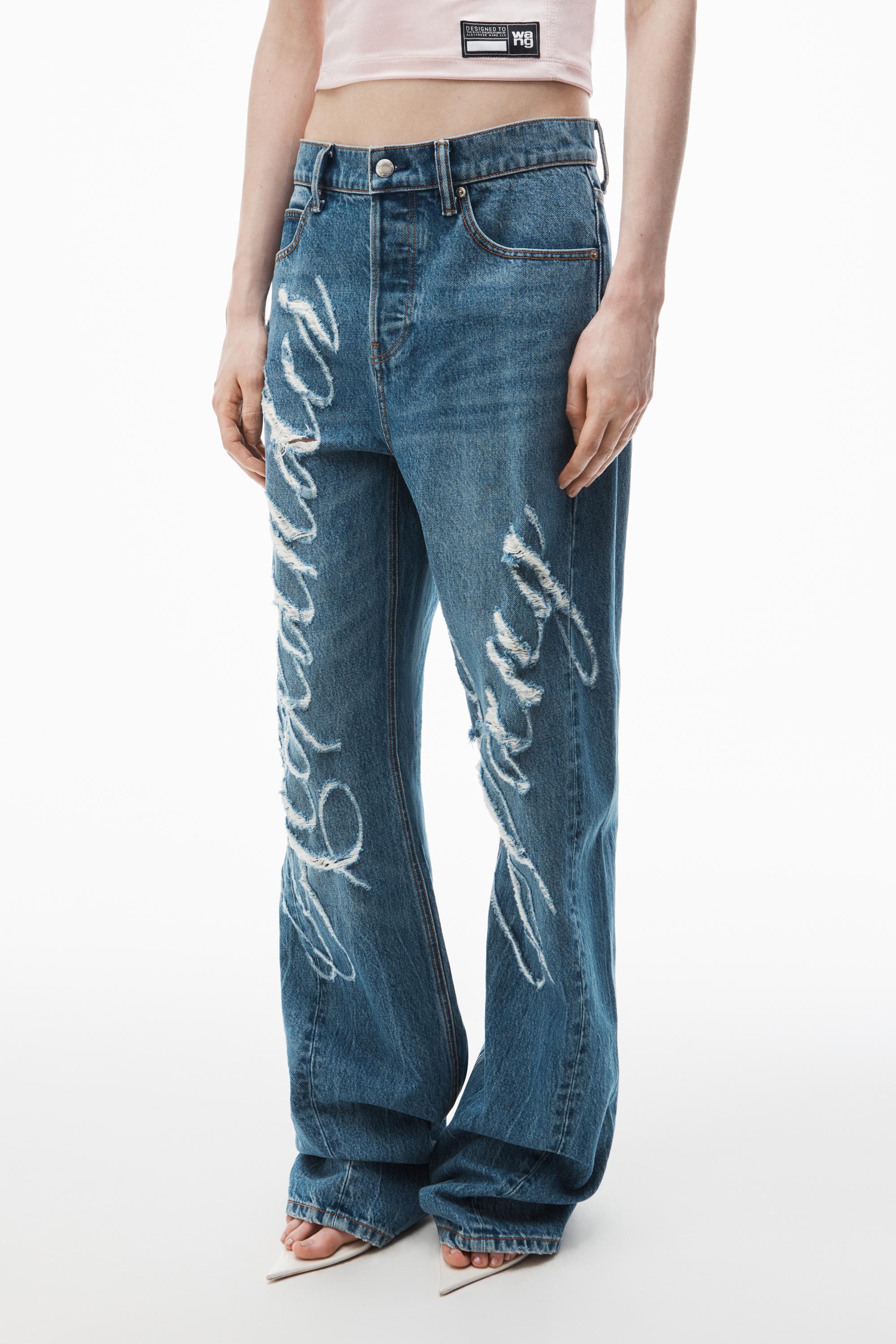 【ALEXANDER WANG】Laser logo jeans /デニム バルーン パンツ Logo-Embossed Balloon Jeans in VINTAGE LIGHT INDIGO