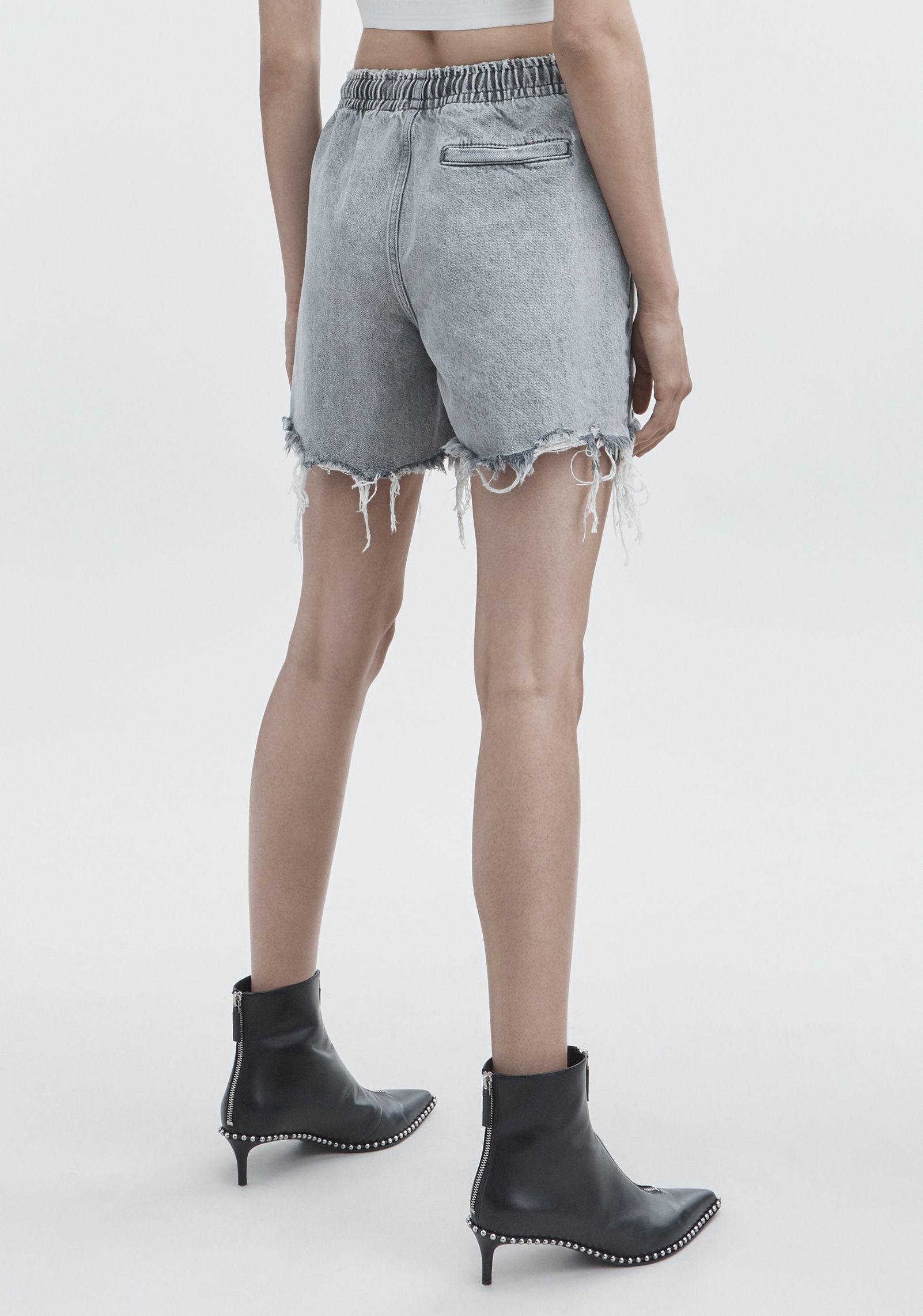 denim jogger shorts