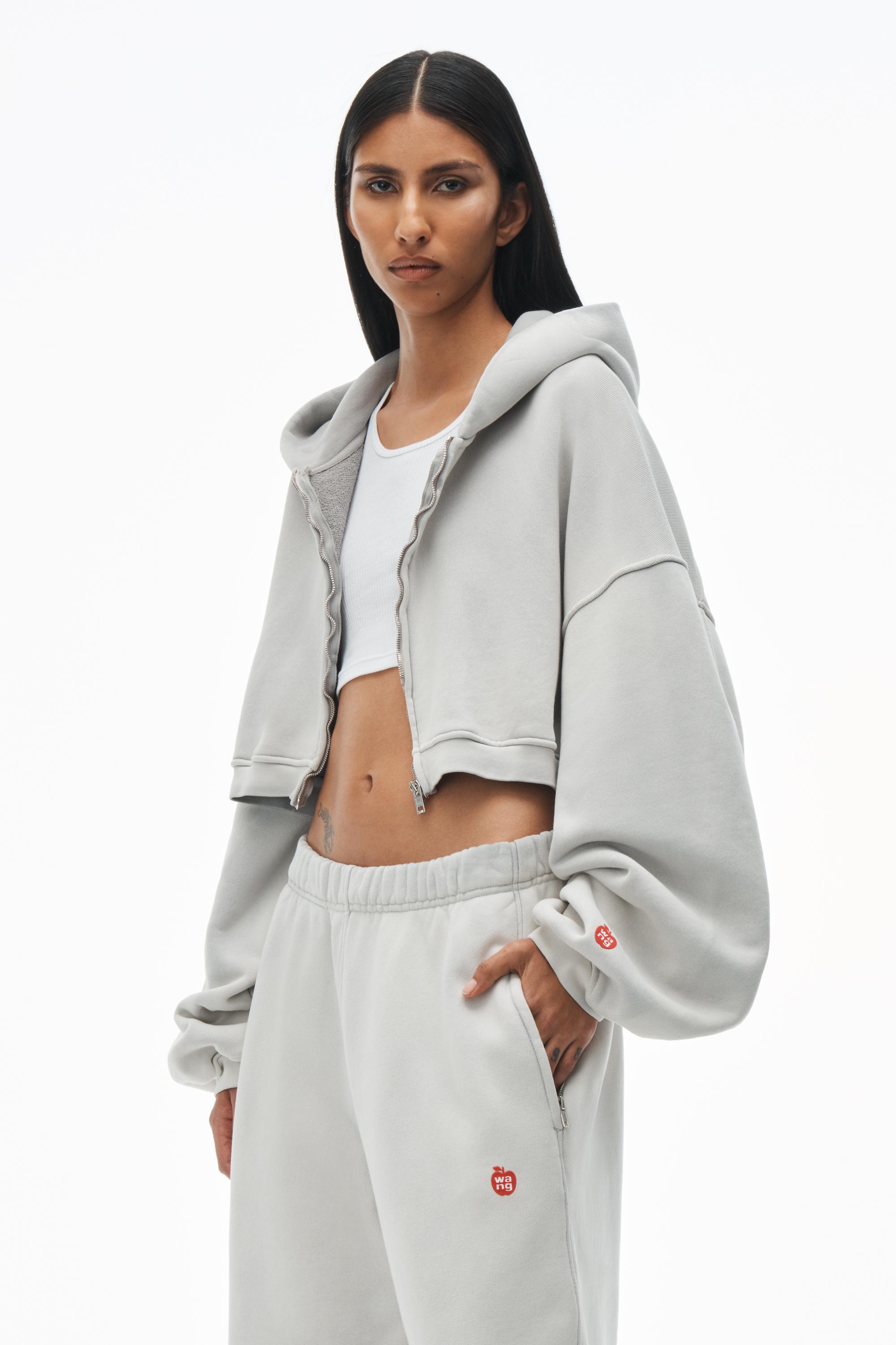 Alexander Wang Crop Zip Up Hoodie In Classic Terry in White Lyst Canada