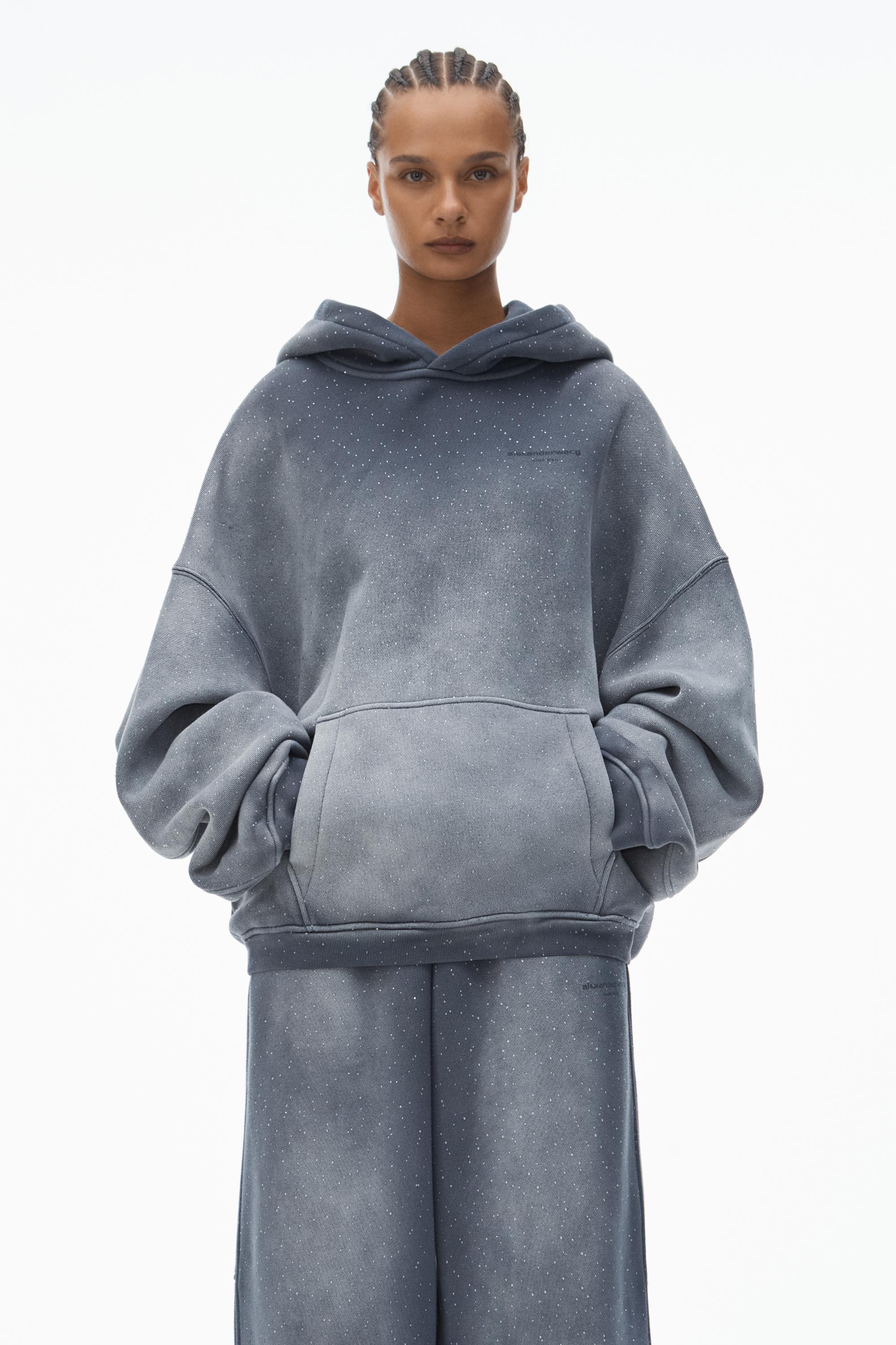 Alexander Wang Unisex Crystal Hotfix Hoodie in Blue | Lyst