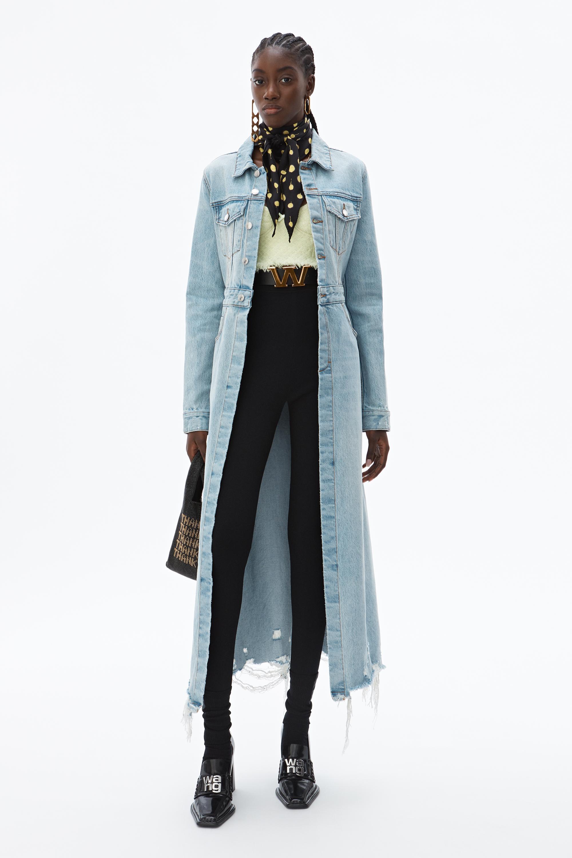 Alexander Wang Fitted Denim Trench Coat in Blue | Lyst