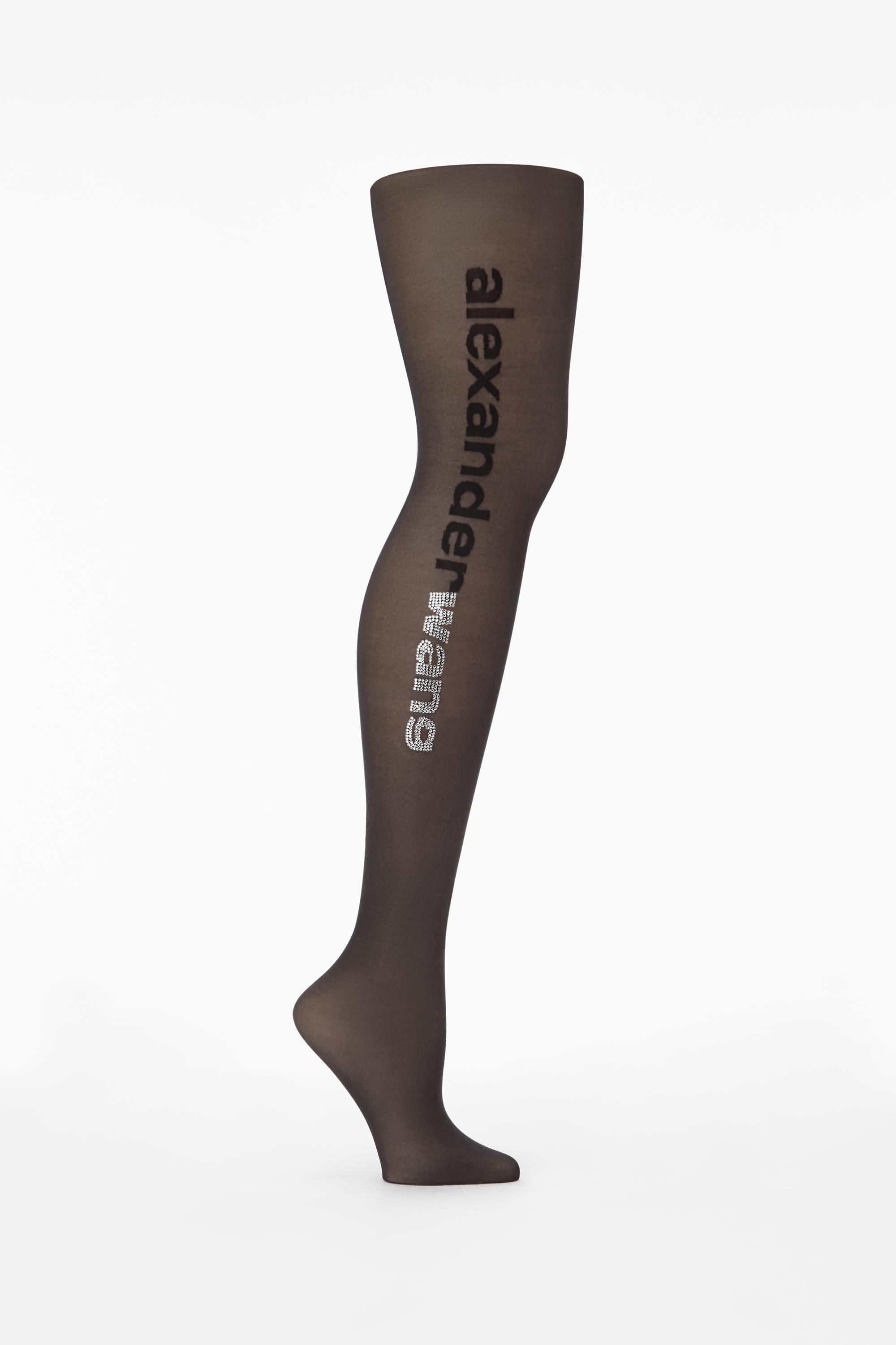 Alexander Wang Wang Crystal Logo Tights in Black