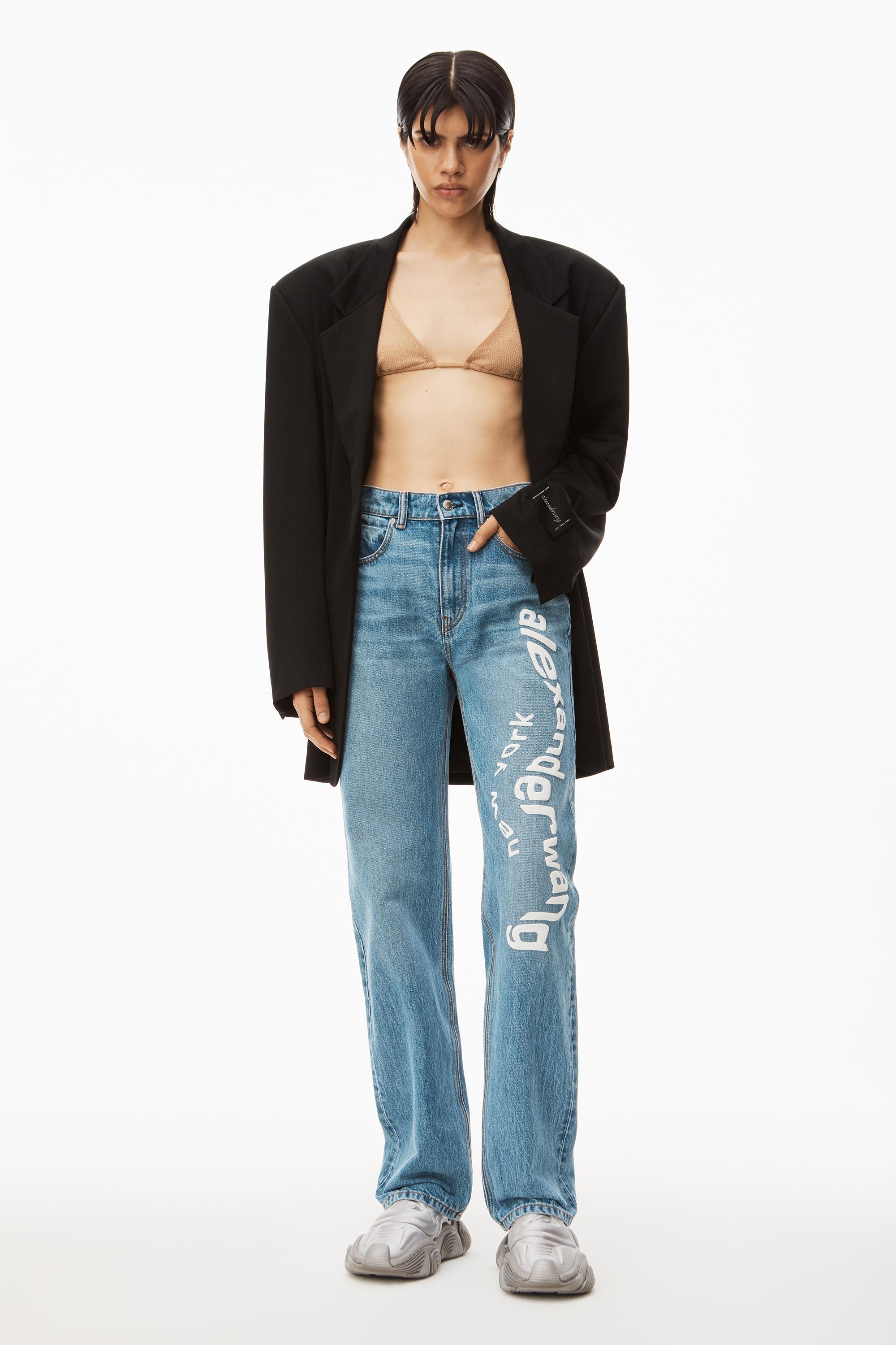 Alexander Wang Puff Logo Ez Straight Leg Jean In Denim in Blue | Lyst