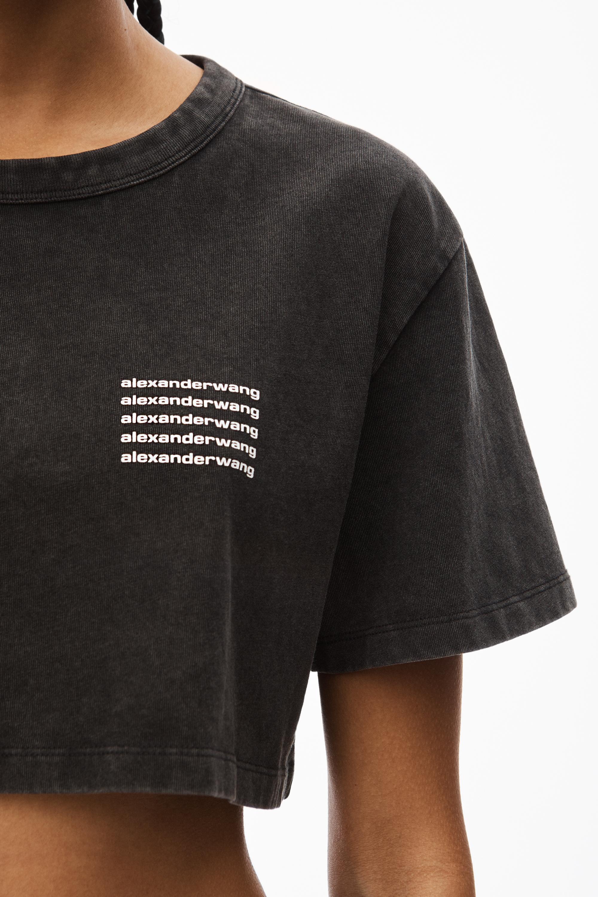Alexander Wang Crop Tee In Acid Wash Jersey in Black | Lyst