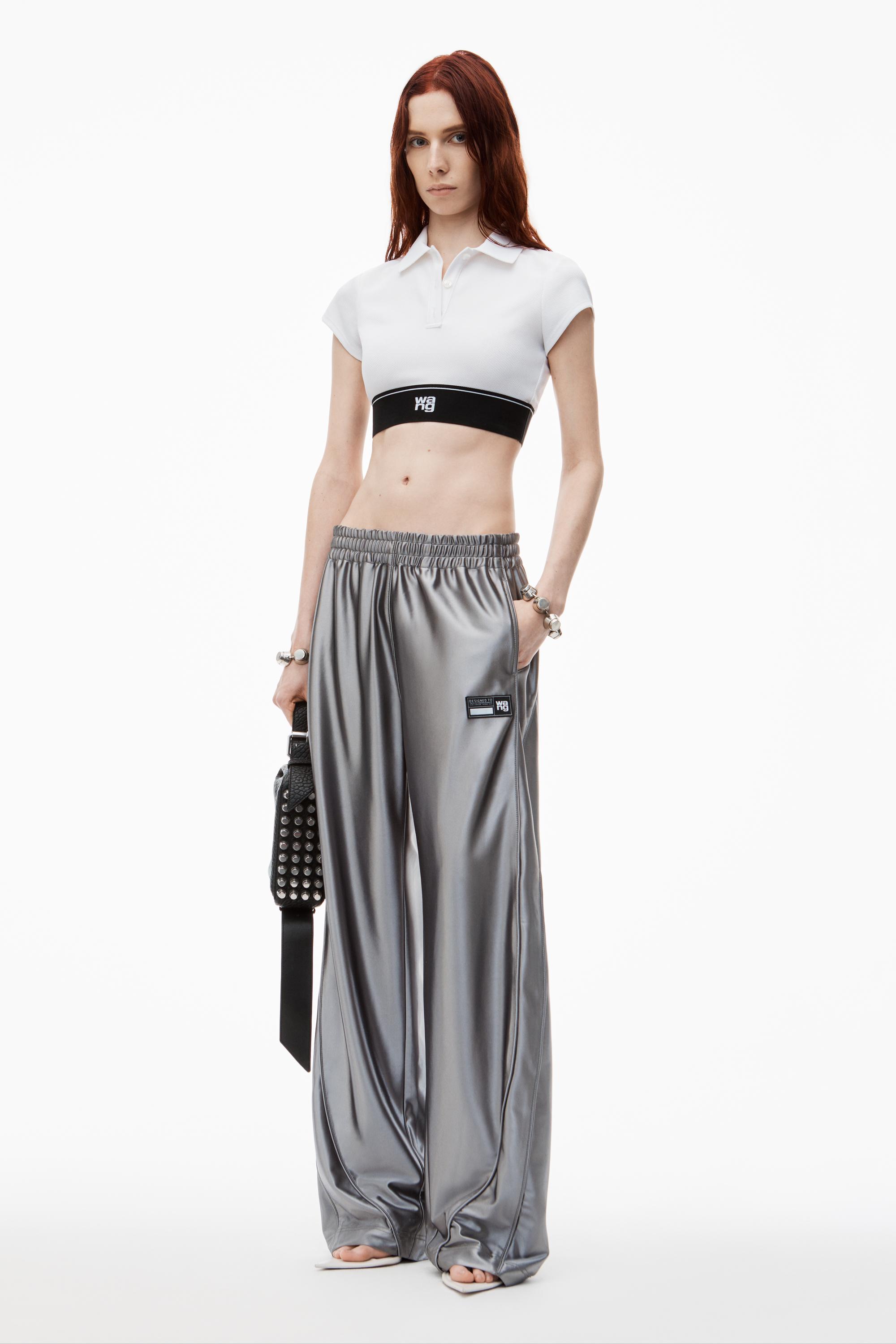 Alexander Wang Logo Track Pant With Piping in White | Lyst