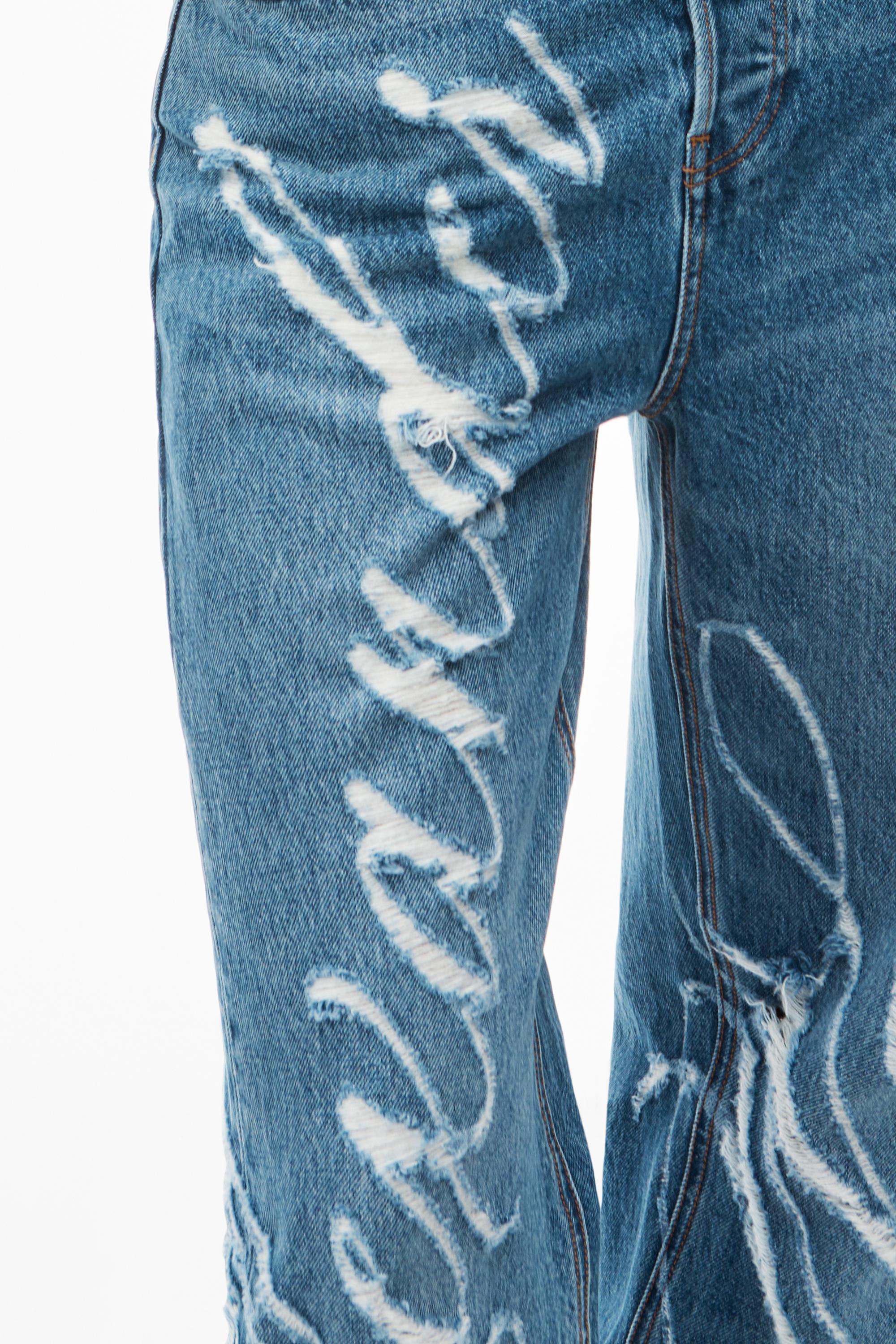 Alexander Wang Laser Distressed Logo Jeans in Blue | Lyst