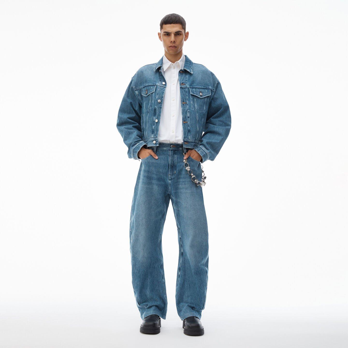 Alexander Wang Rounded Trucker Jacket With Bonded Seams in Blue