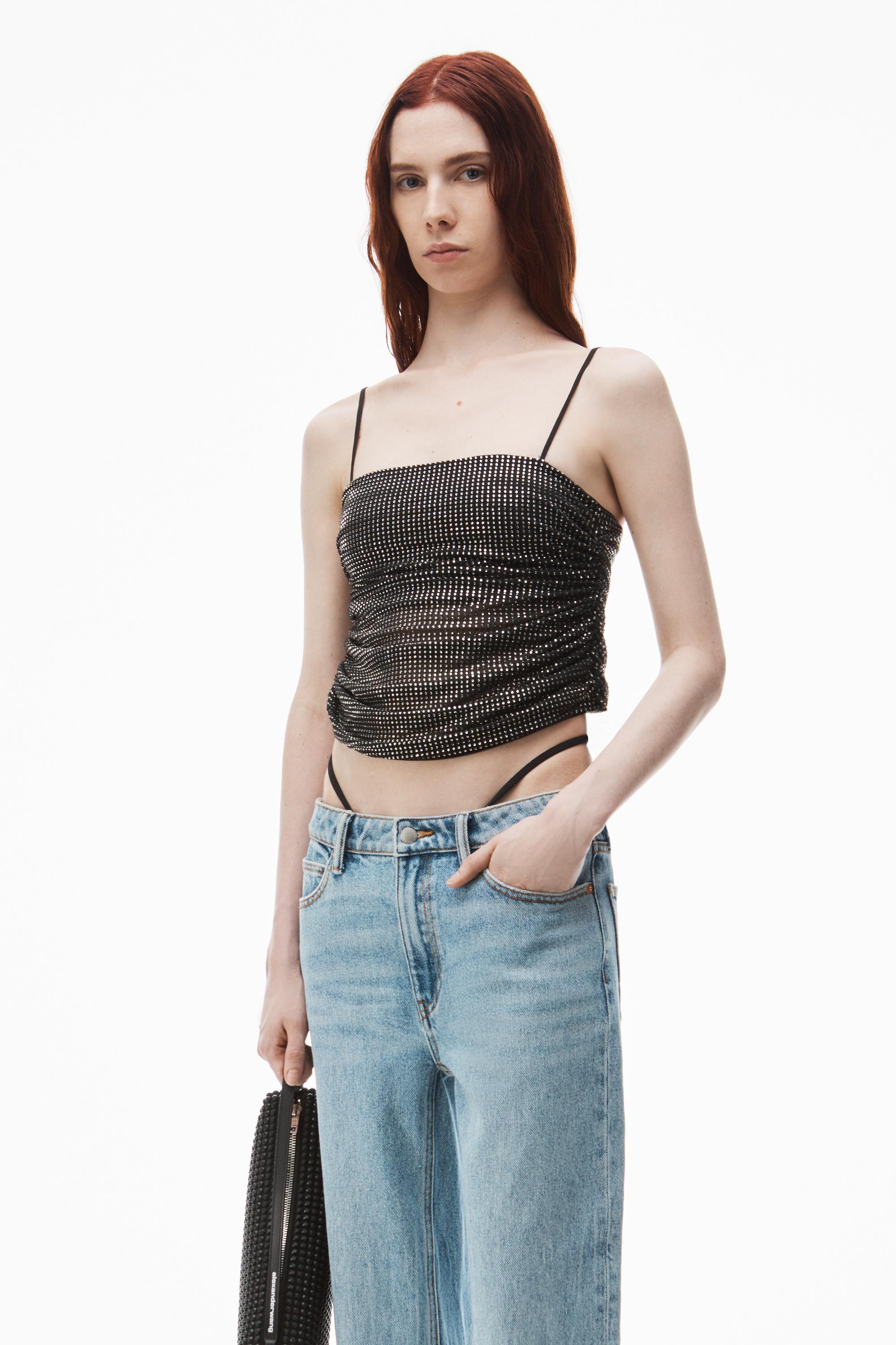 【関税込み】PRE-STYLED EZ JEAN W/ SPORTY UNDIE Alexander Wang Mid-rise Jeans With Pre-styled Logo Thong in