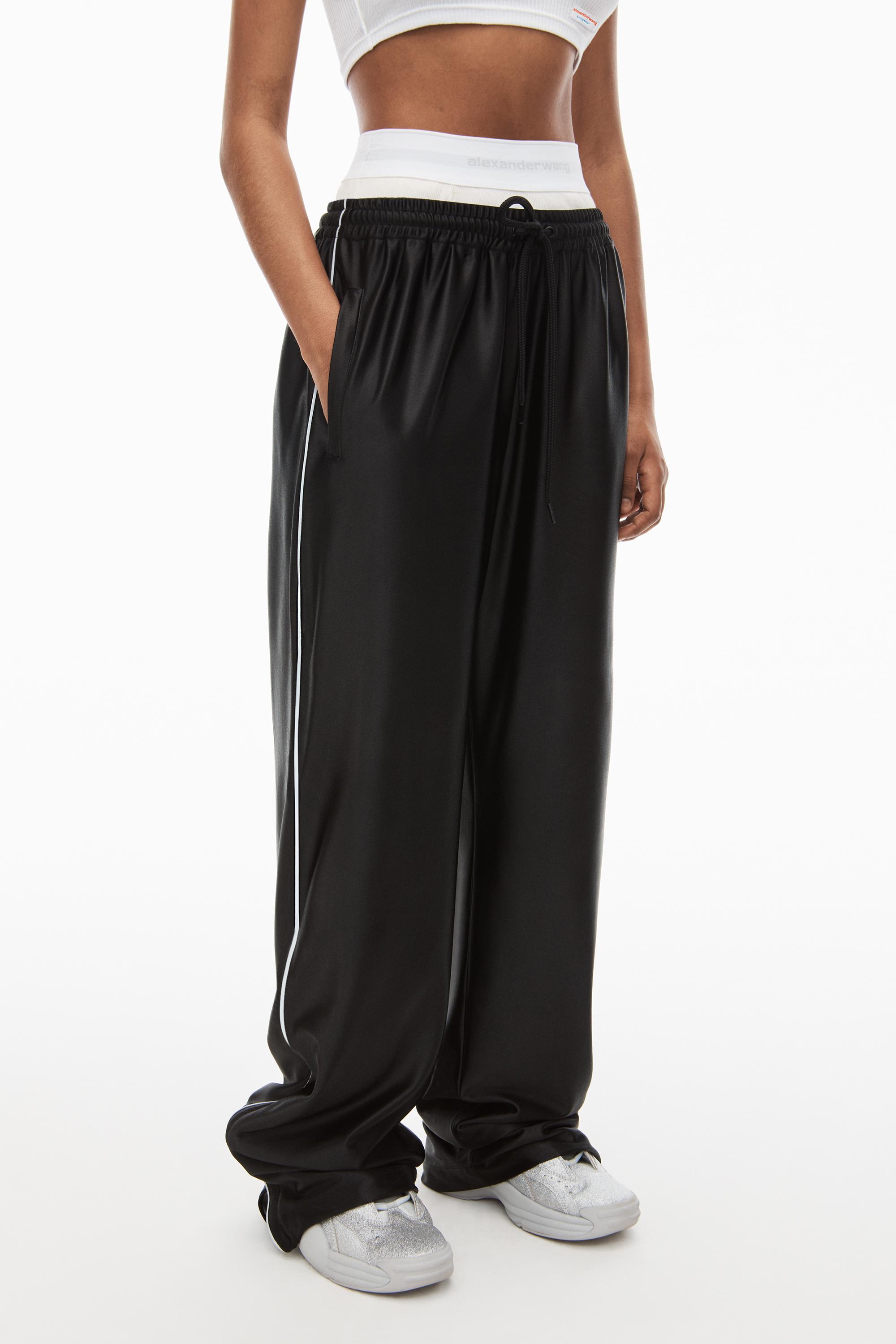 Alexander Wang Track Pant In Satin Jersey in Black