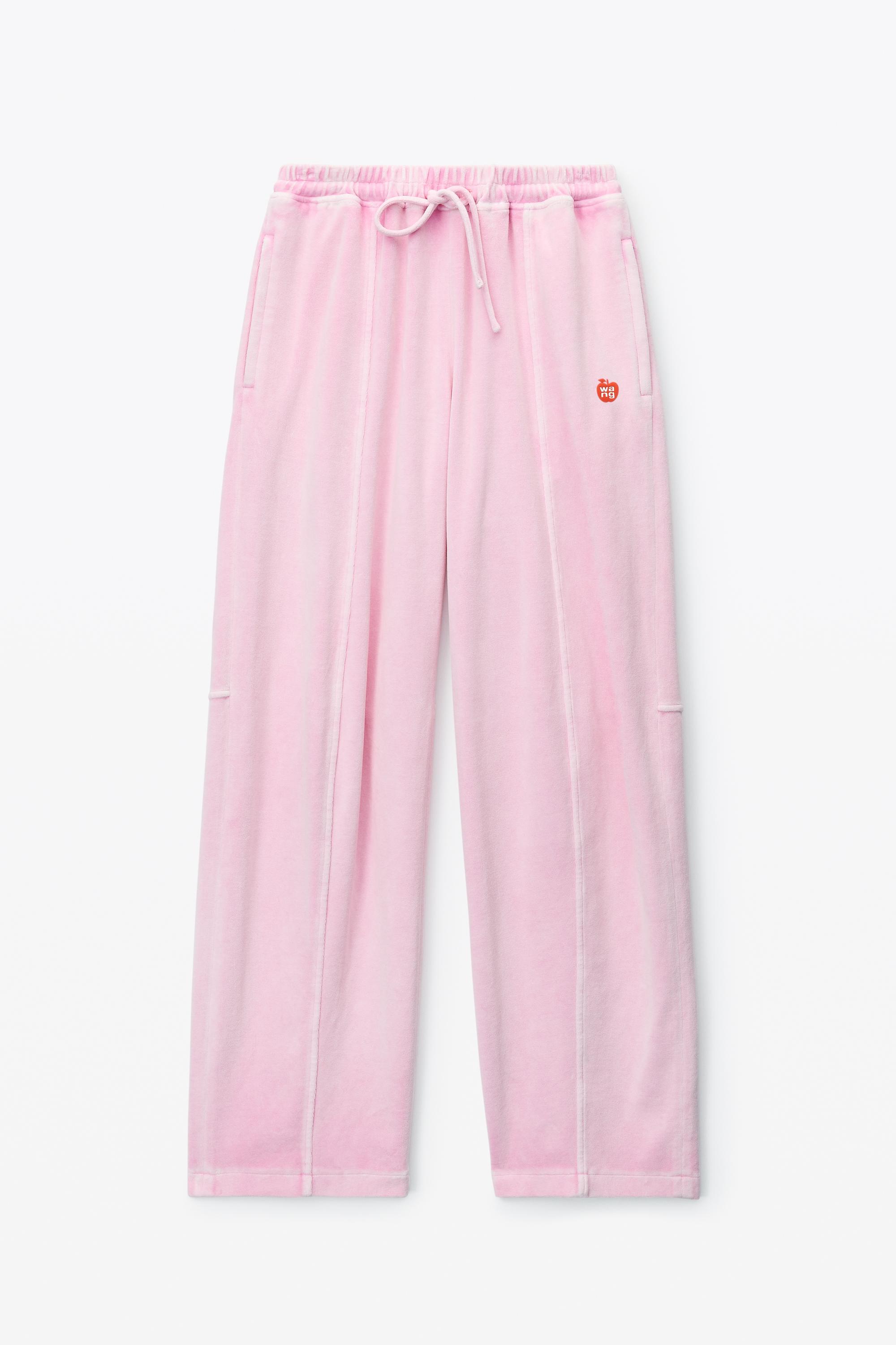 Alexander Wang Apple Logo Track Pant In Velour in Pink