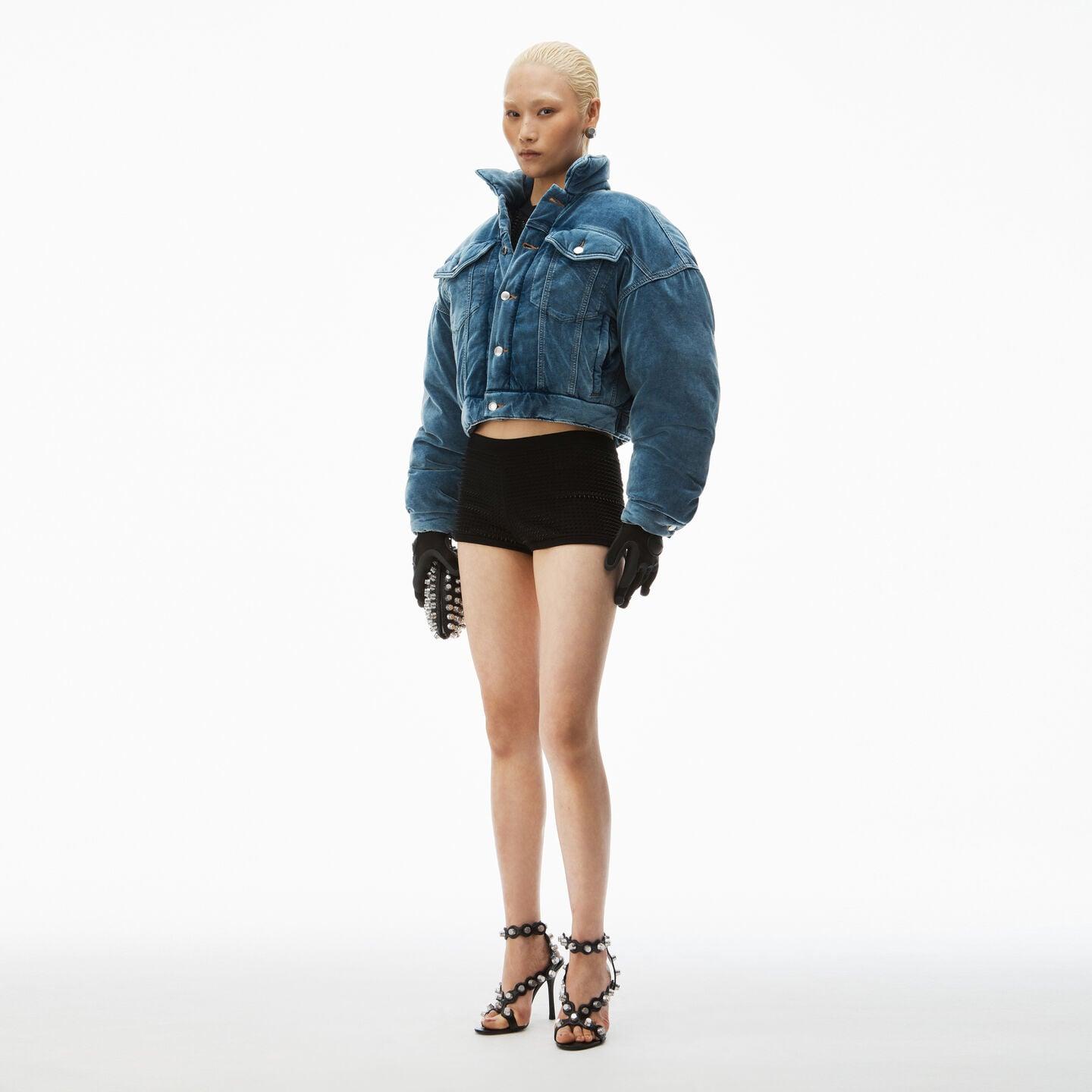 Alexander Wang Down Trucker Jacket in Blue | Lyst