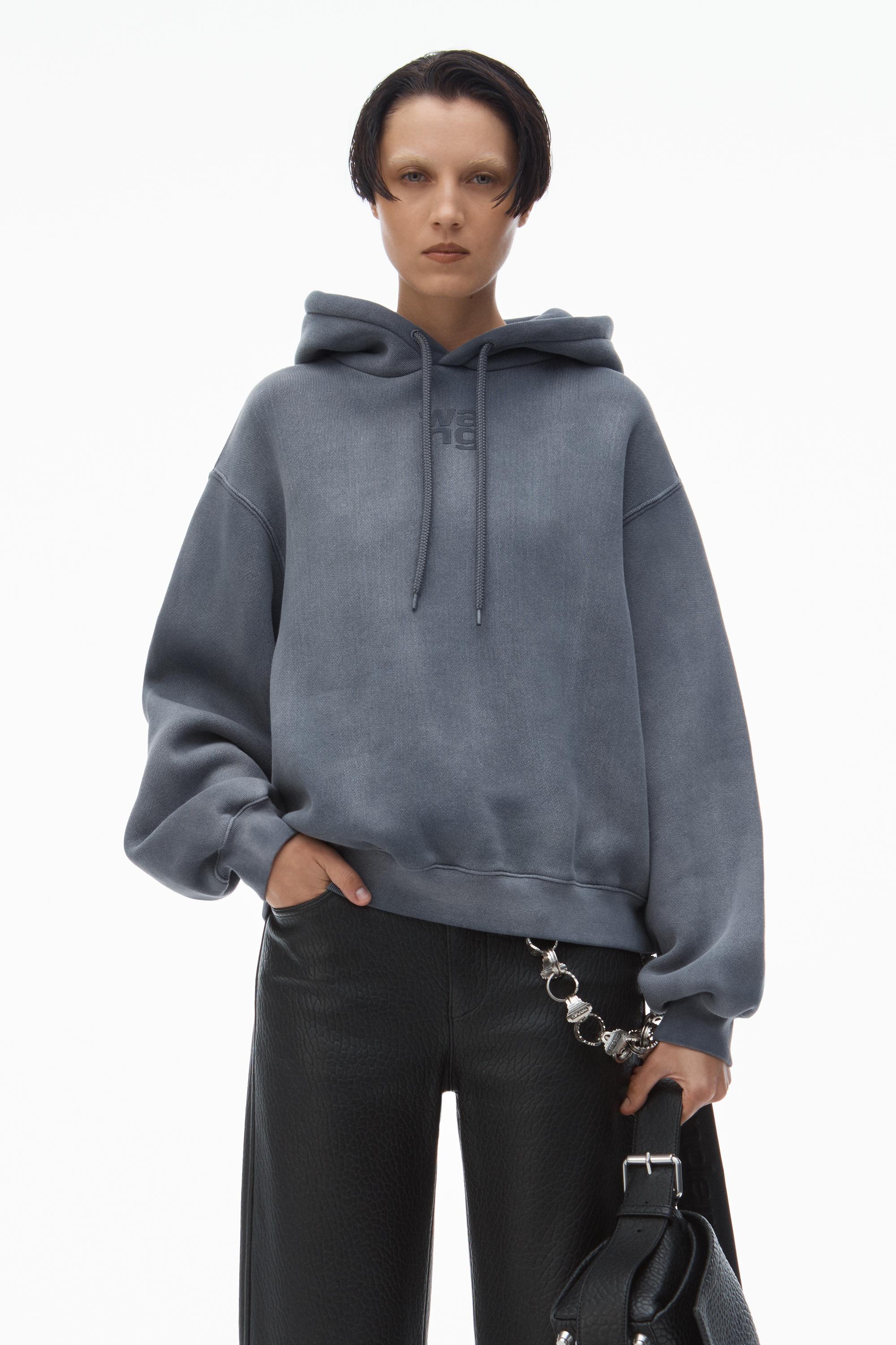 Alexander Wang Puff Logo Hoodie In Structured Terry in Blue | Lyst