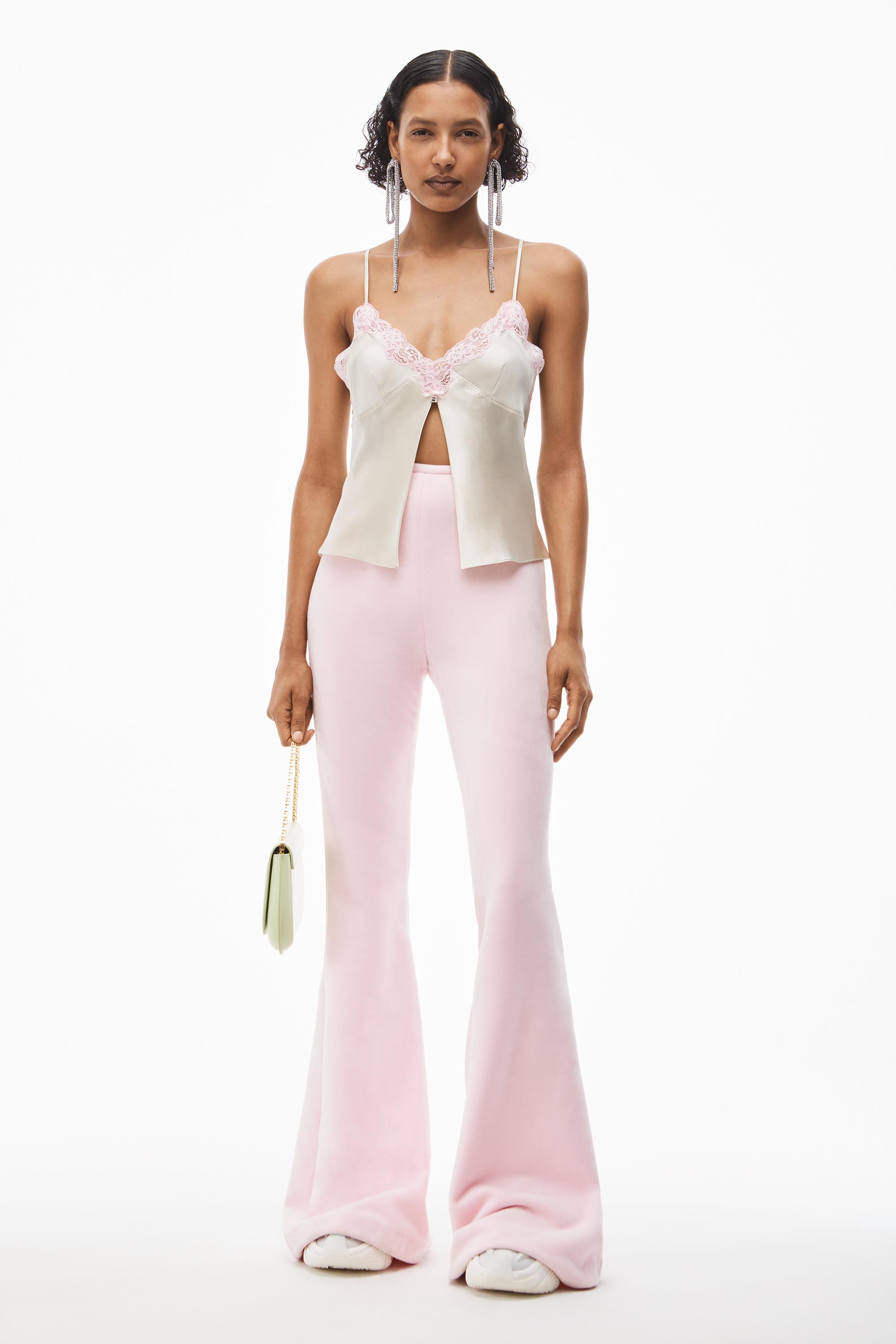 Alexander Wang Flared Pant In Velour in Pink