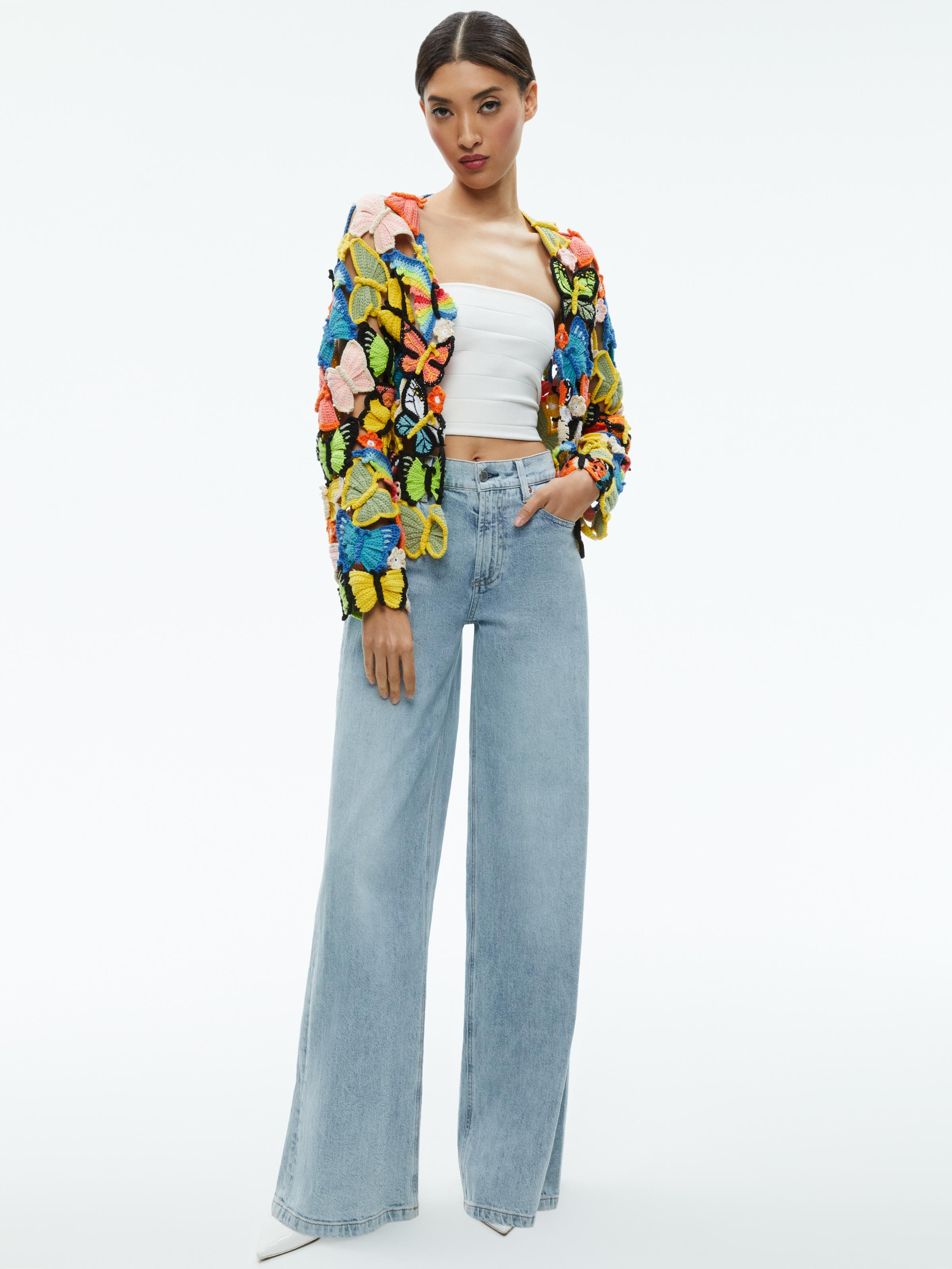 Alice + Olivia Fawn Butterfly Crochet Cardigan in White | Lyst
