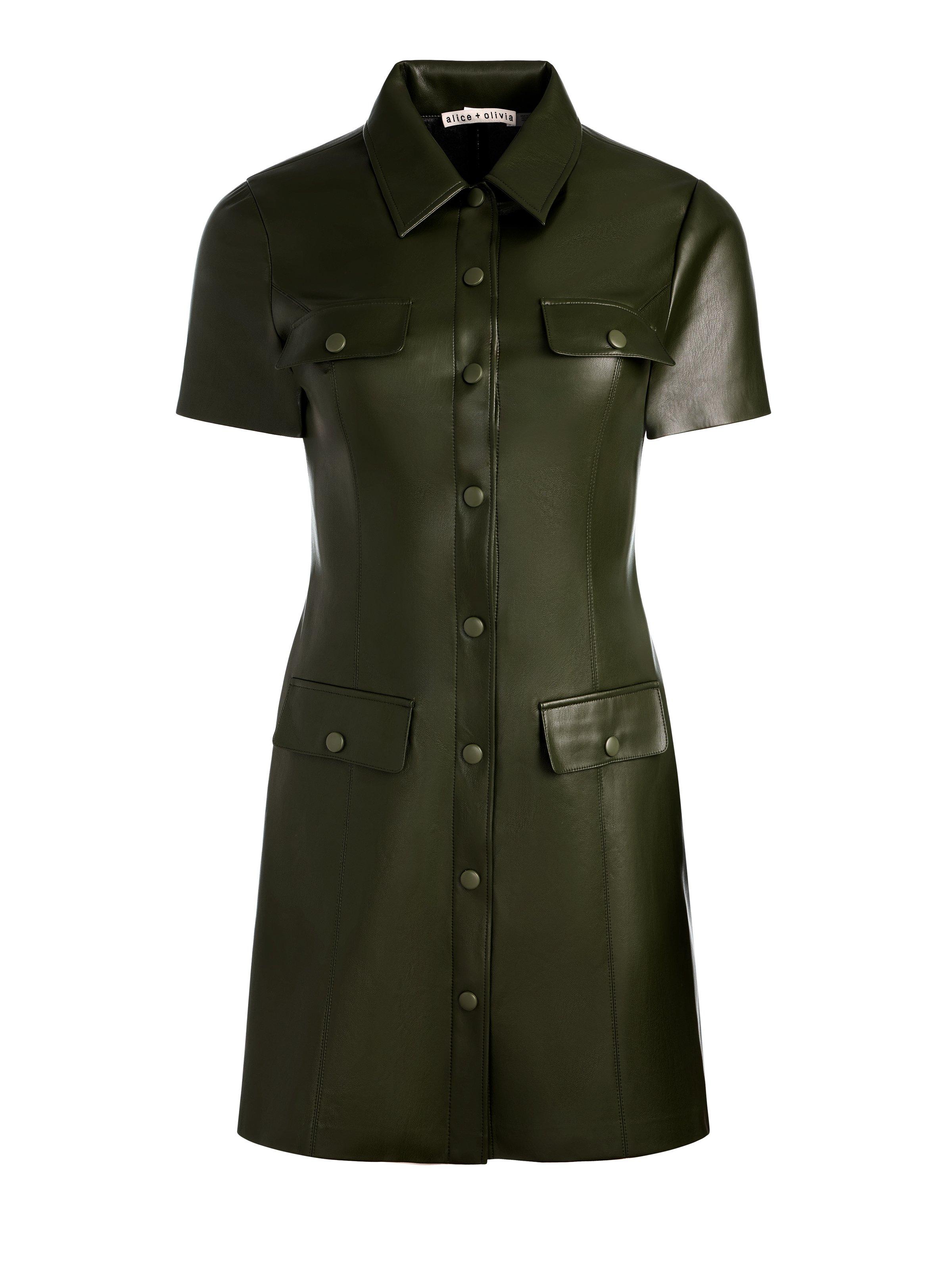 Alice + Olivia Jamie Vegan Mini Dress in Green | Lyst Alice + Olivia Jamie Vegan Mini Dress in Green | Lyst